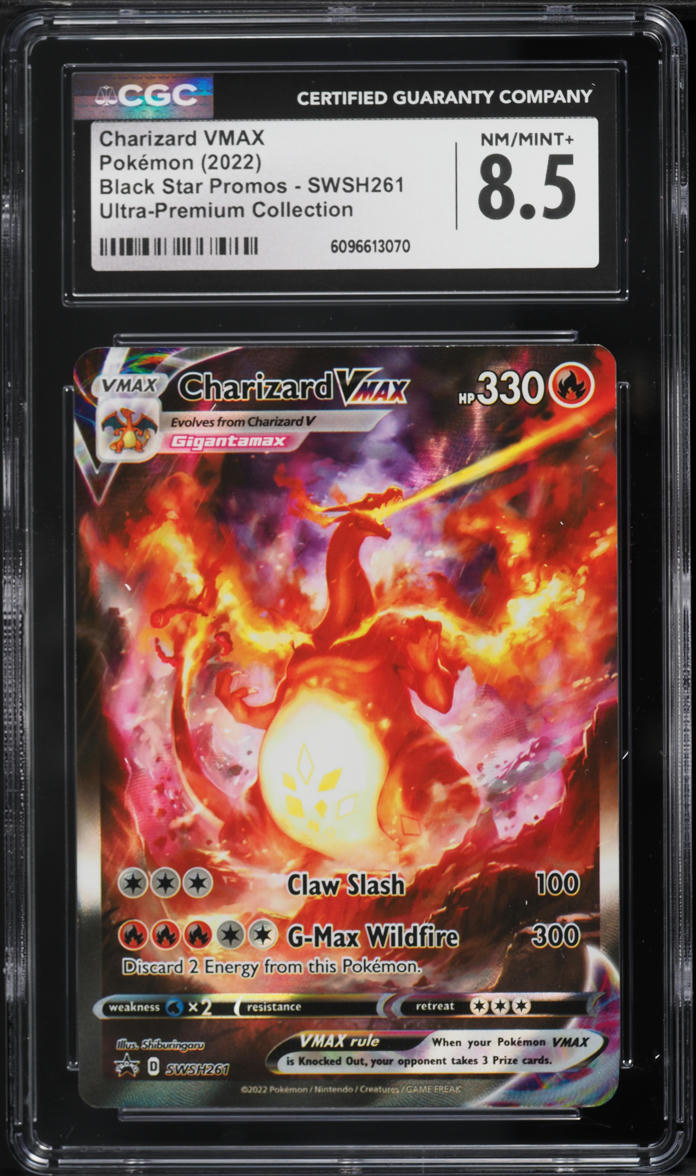 2022 Pokemon Sword & Shield Promo Ultra Premium Alt Art Charizard VMAX #SWSH261 CGC 8.5 NM-MT+