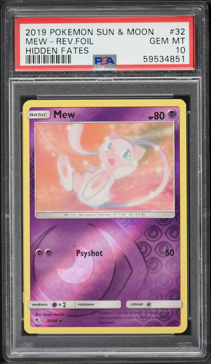 2019 Pokemon Sun & Moon Hidden Fates Reverse Holo Mew #32 PSA 10 GEM MINT