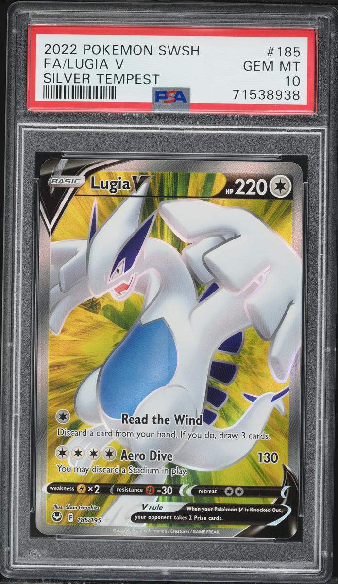 2022 Pokemon Sword & Shield Silver Tempest Full Art Lugia V #185 PSA 10 GEM MINT