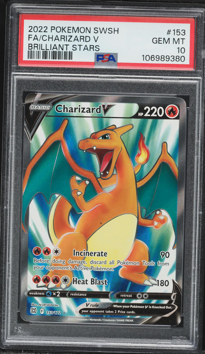 2022 Pokemon Sword & Shield Brilliant Stars Full Art Charizard V #153 PSA 10 GEM MINT