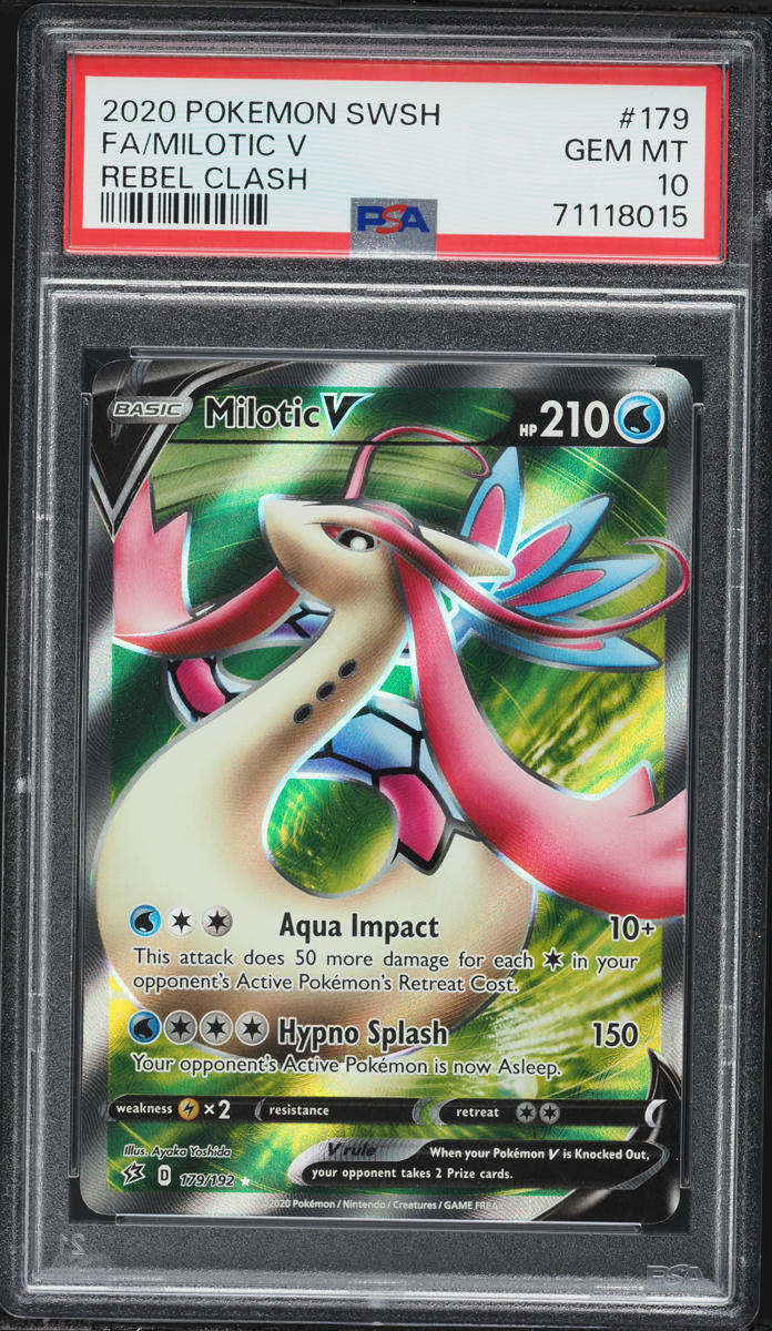 2020 Pokemon Sword & Shield Rebel Clash Full Art Milotic V #179 PSA 10 GEM MINT