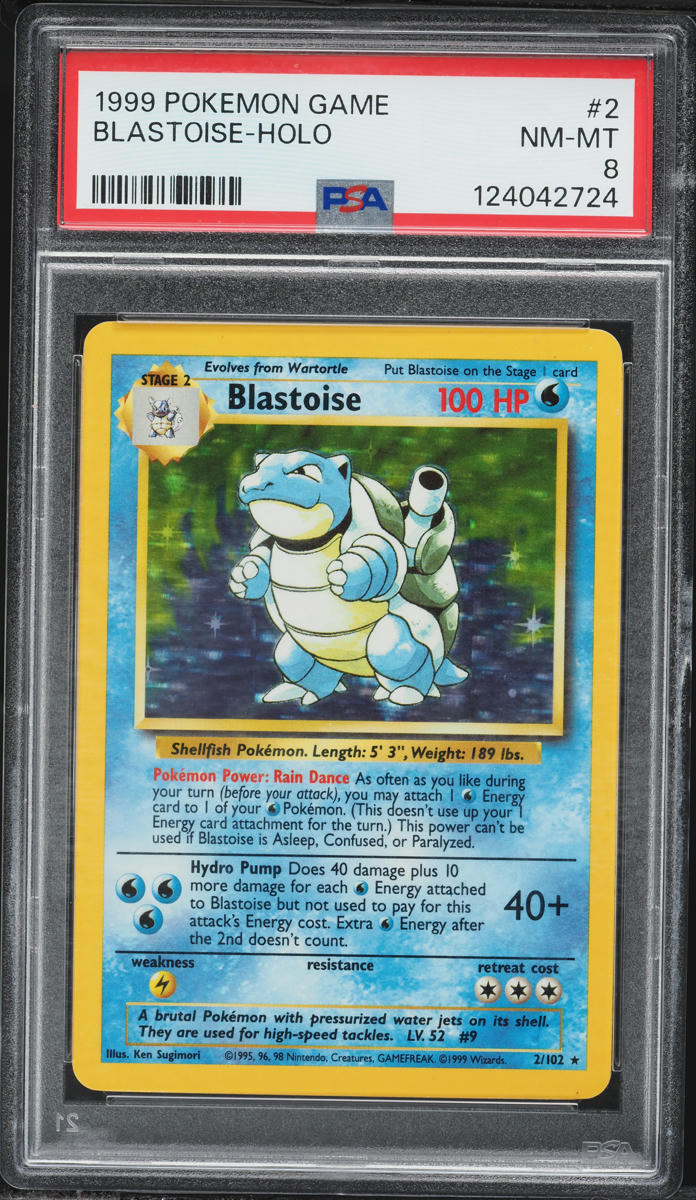 1999 Pokemon Base Set Holo Blastoise #2 PSA 8 NM-MT