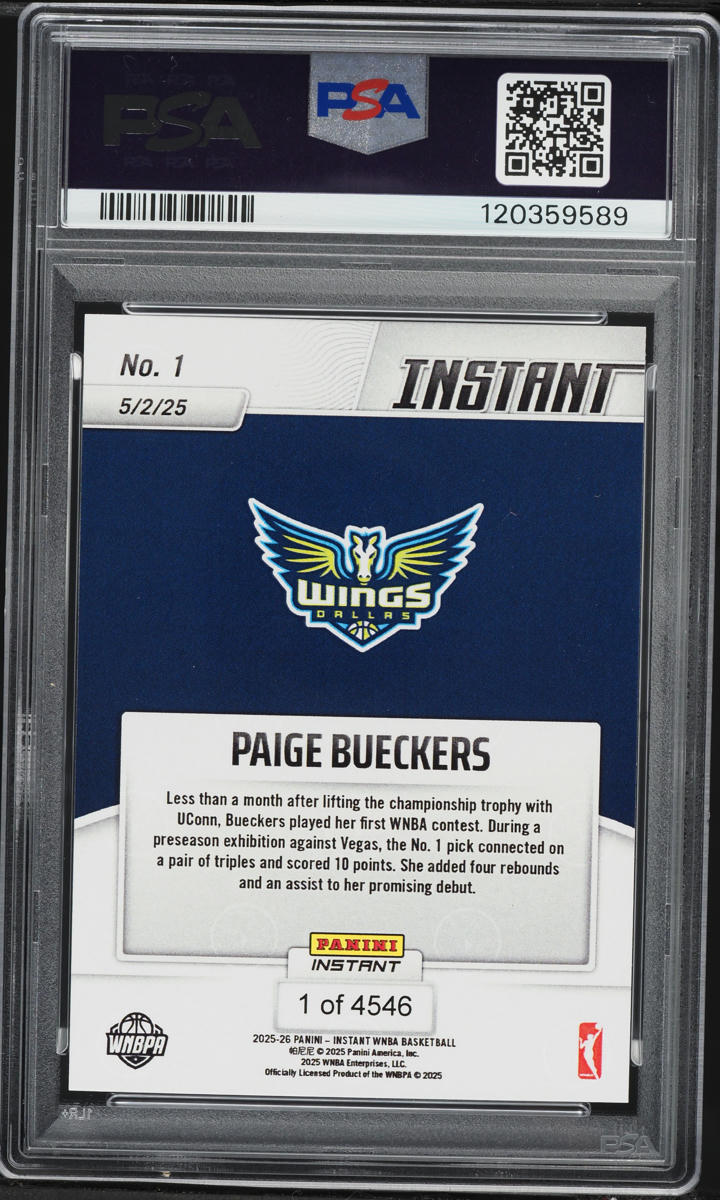 2025 Panini Instant WNBA Paige Bueckers ROOKIE /4546 #1 PSA 10 GEM MINT