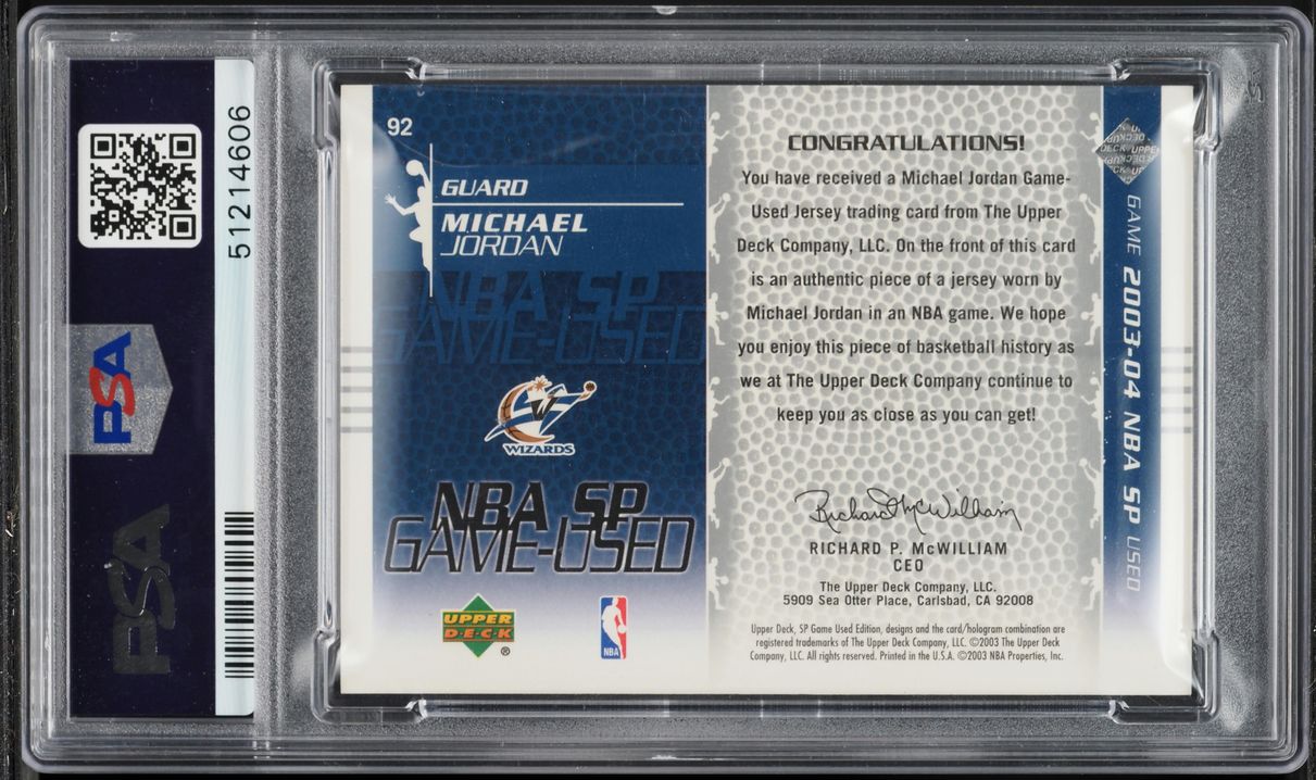 2003 SP Game Used Michael Jordan PATCH #92 PSA 9 MINT