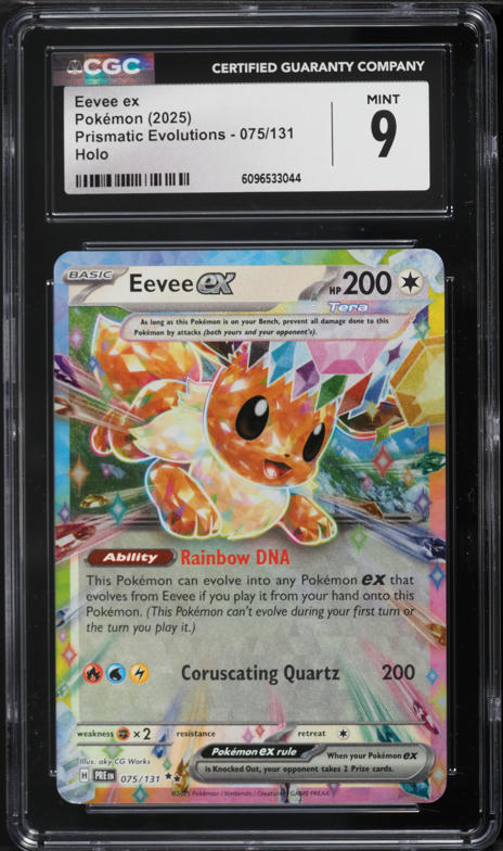 2025 Pokemon Scarlet & Violet Prismatic Evolutions Holo Eevee ex #75 CGC 9 MINT