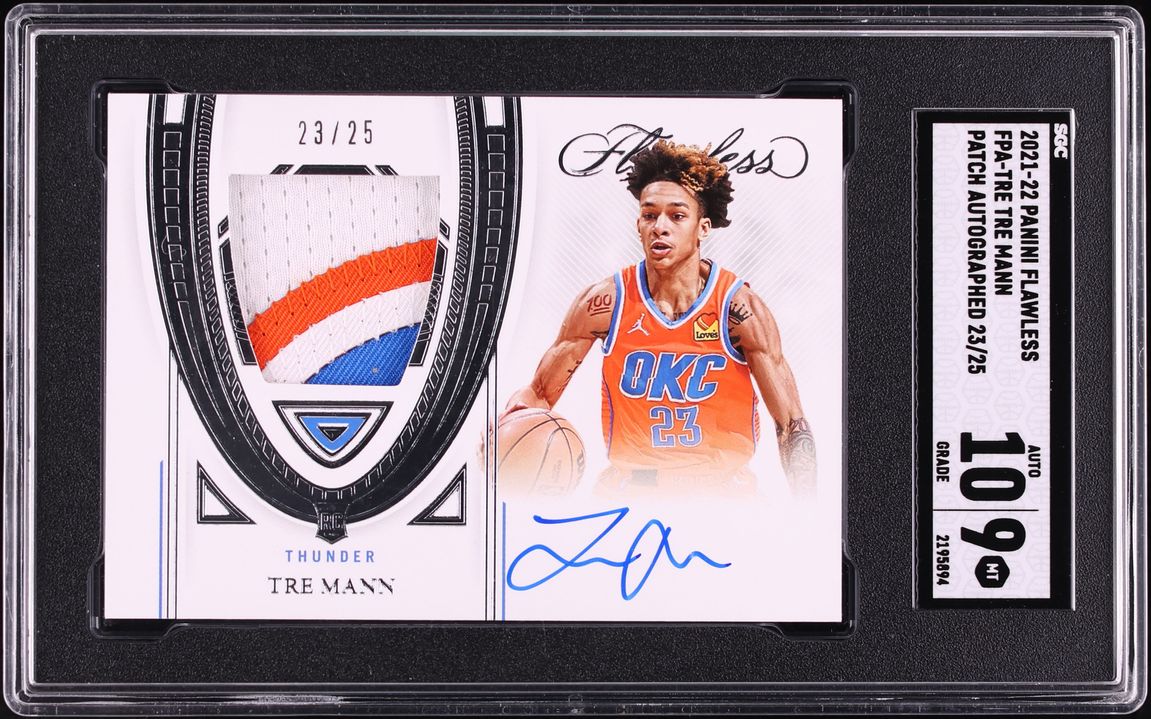 2021 Panini Flawless Tre Mann ROOKIE PATCH AUTO /25 #FPA-TRE SGC 9 MINT