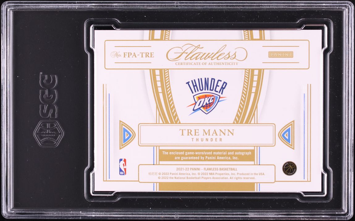 2021 Panini Flawless Tre Mann ROOKIE PATCH AUTO /25 #FPA-TRE SGC 9 MINT