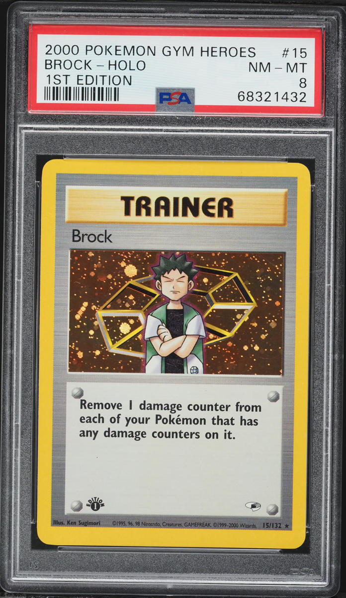 2000 Pokemon Gym Heroes 1st Edition Holo Brock #15 PSA 8 NM-MT