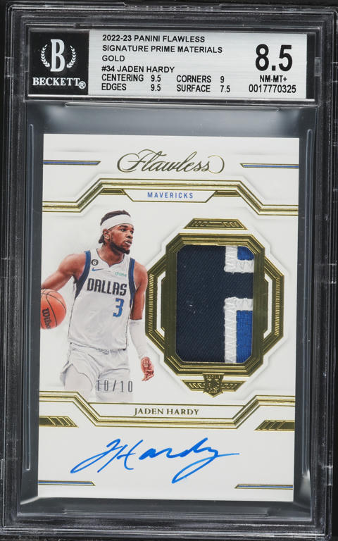 2022 Panini Flawless Prime Gold Jaden Hardy ROOKIE PATCH AUTO 10