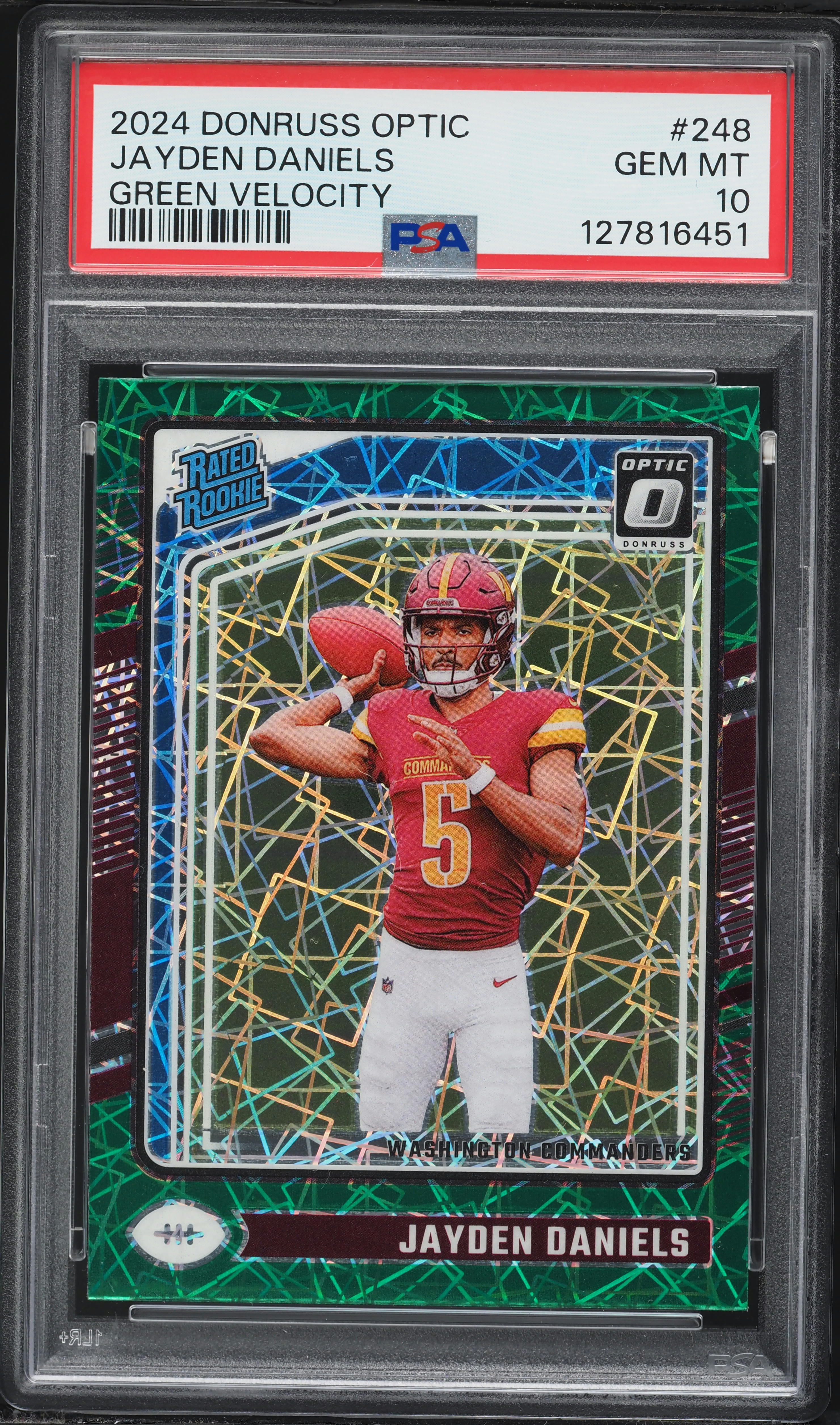 2024 Donruss Optic Green Velocity Jayden Daniels ROOKIE #248 PSA