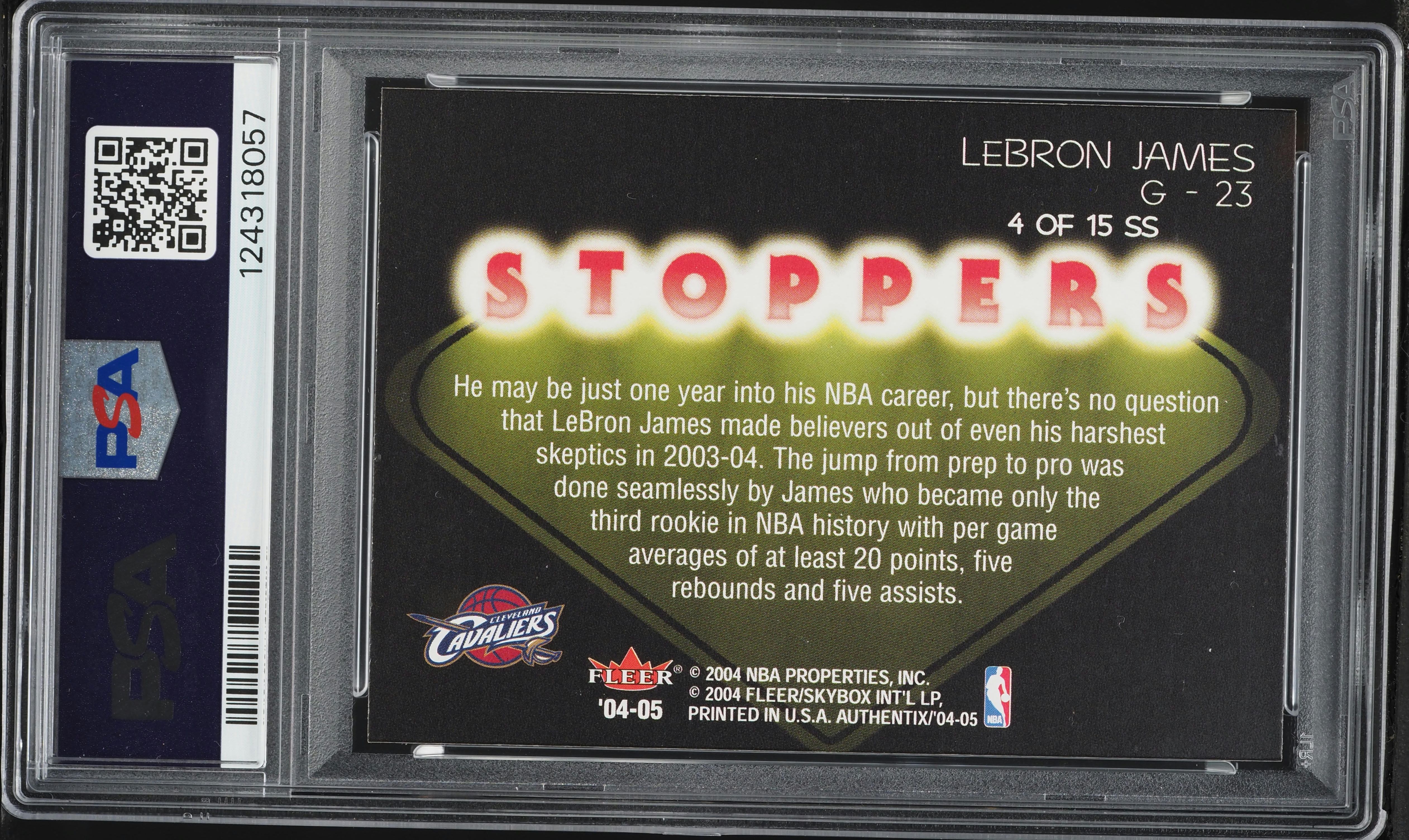 2004 Fleer Authentix Showstoppers LeBron James #4 PSA 8 NM-MT on