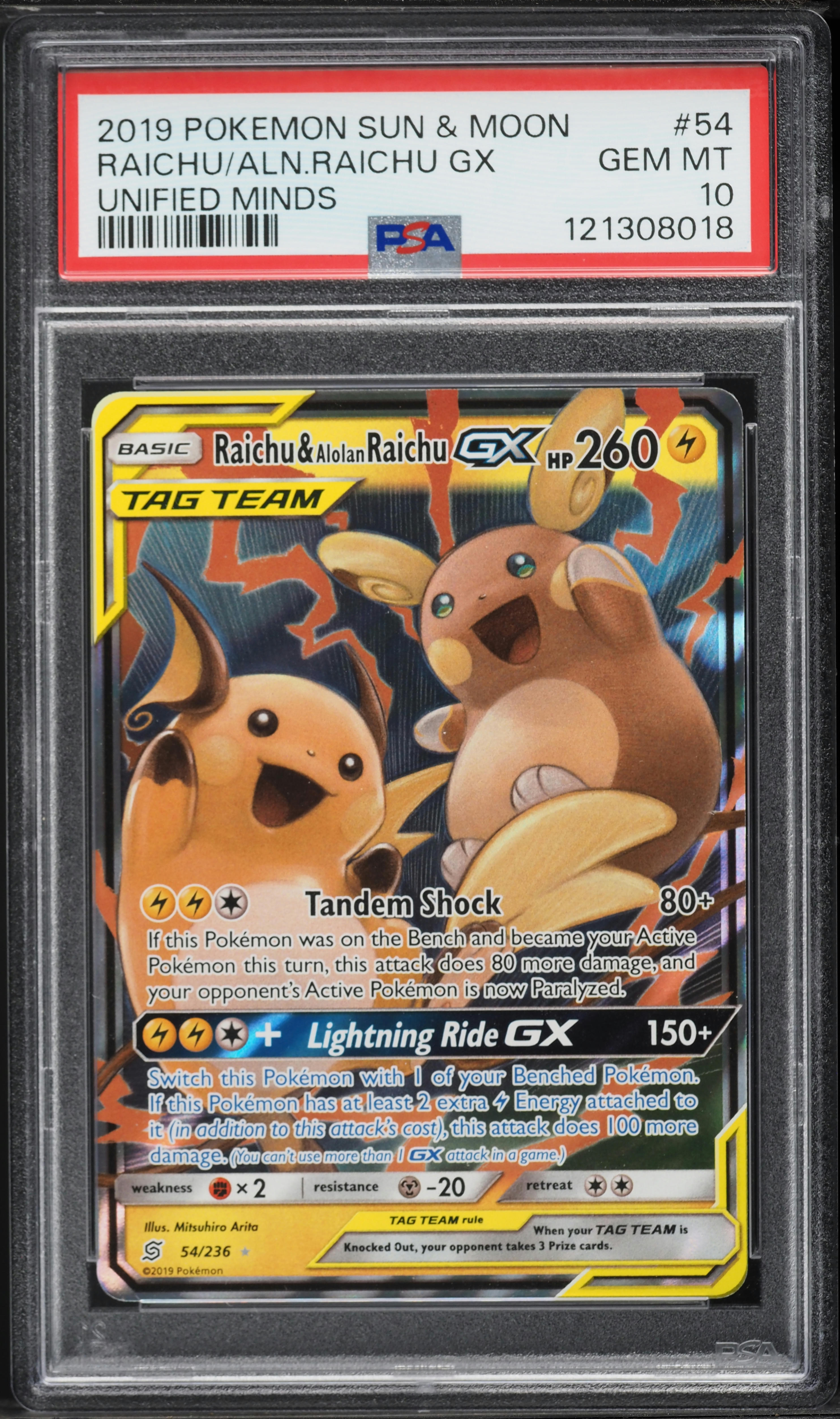2019 Pokemon Sun & Moon Unified Minds Full Art Raichu & Alolan