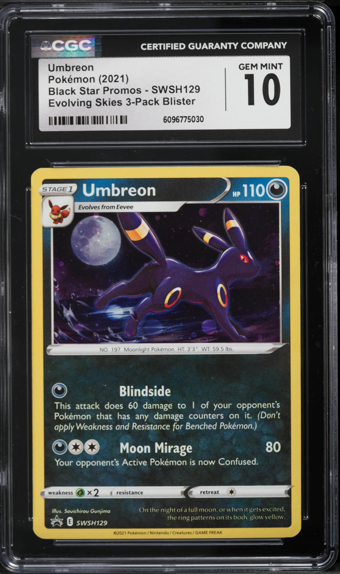 2021 Pokemon Sword & Shield Black Star Promo Evolving Skies Holo Umbreon #SWSH129 CGC 10 GEM