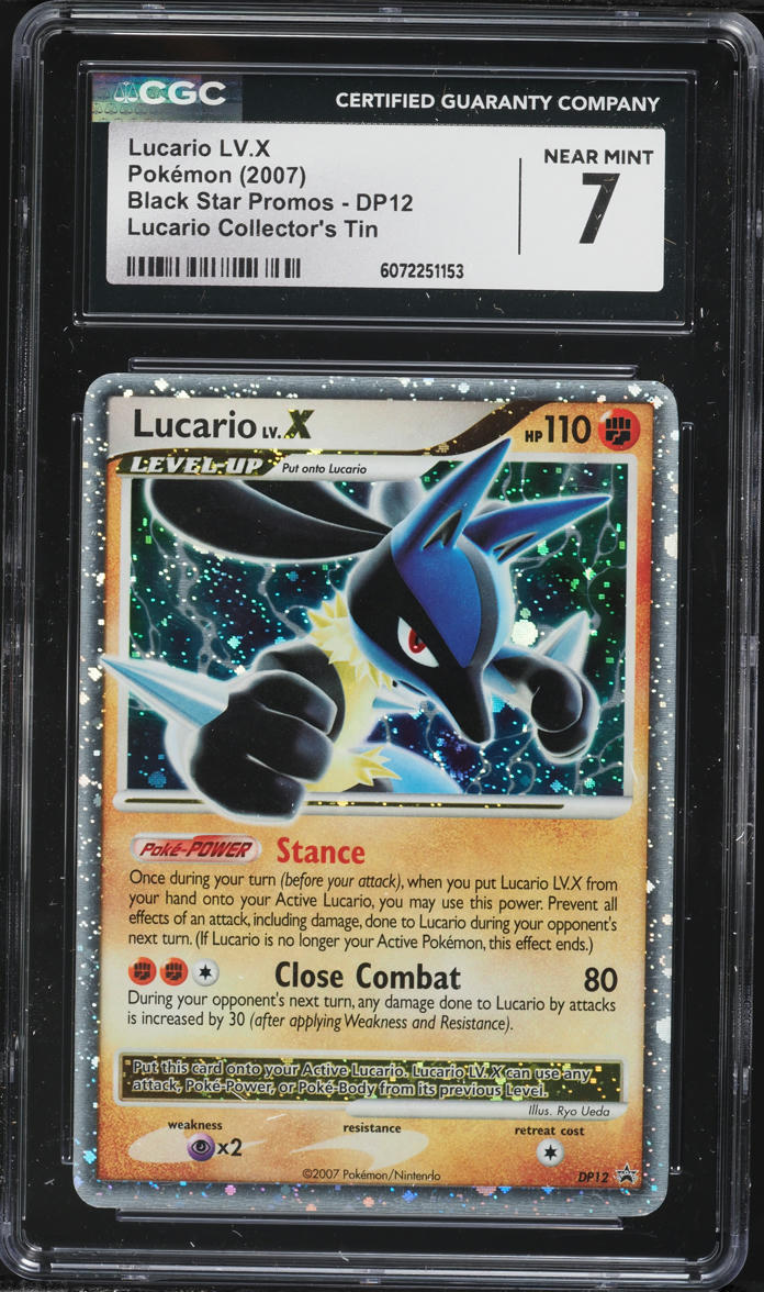 2007 Pokemon Black Star Promo Lucario Collector's Tin Lucario LV.X #DP12 CGC 7 NRMT