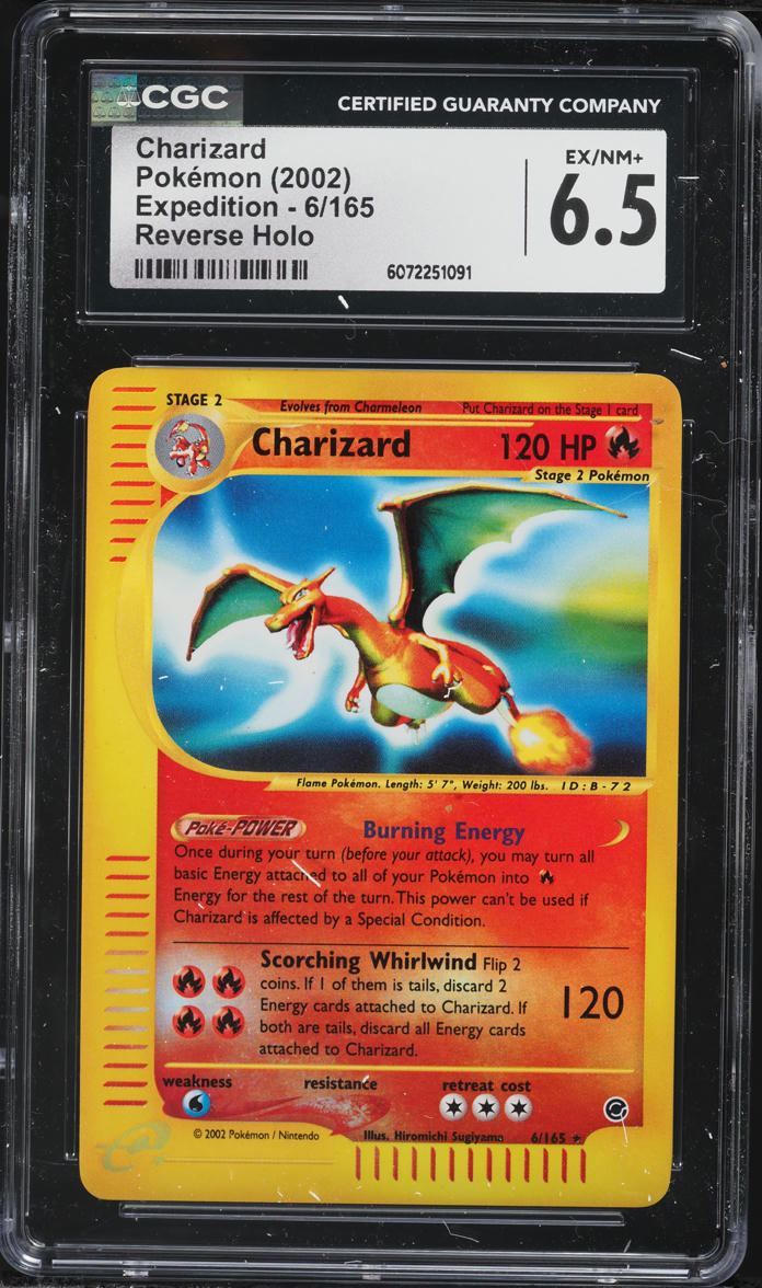 2002 Pokemon Expedition Reverse Holo Charizard #6 CGC 6.5 EXMT+