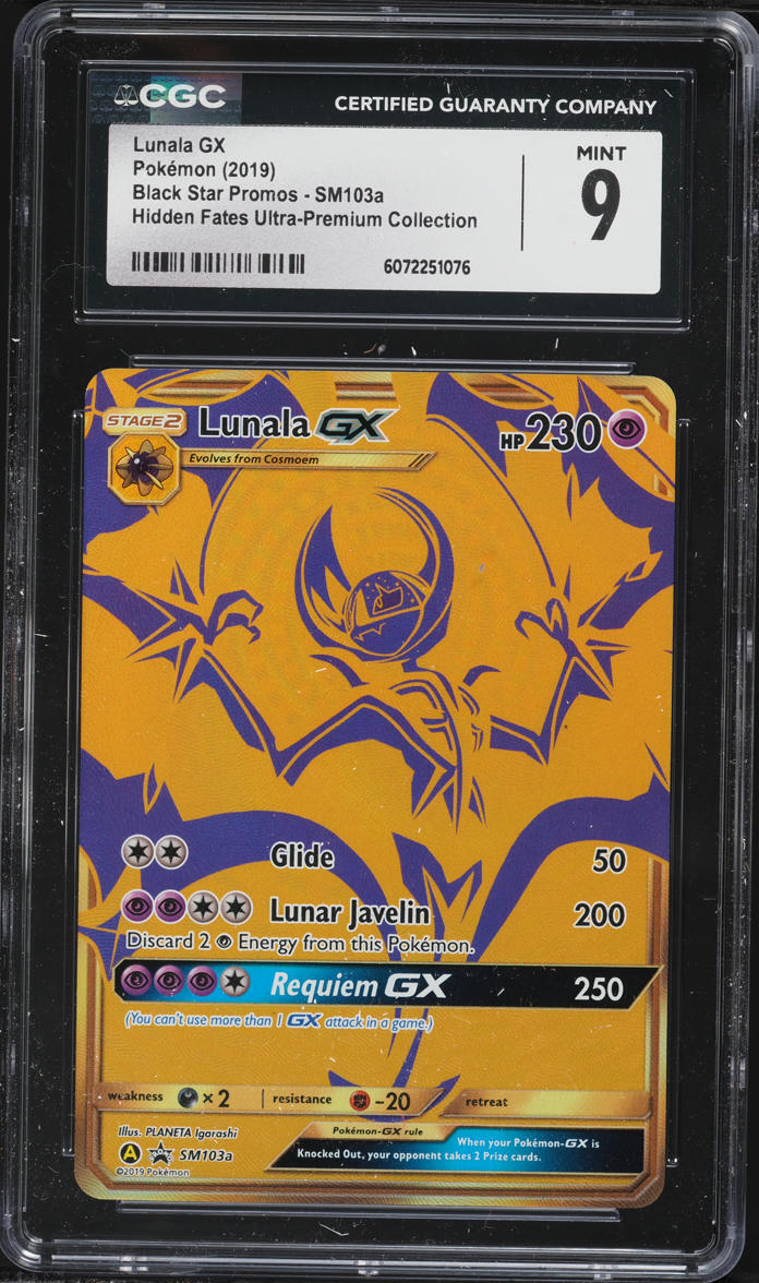 2019 Pokemon Sun & Moon Promo Hidden Fates Ultra Premium Gold Rare Lunala GX #SM103a CGC 9 MINT on Fanatics Collect 2019 Pokemon Sun & Moon Promo Hidden Fates Ultra Premium Gold Rare Lunala GX #SM103a CGC 9 MINT on Fanatics Collect