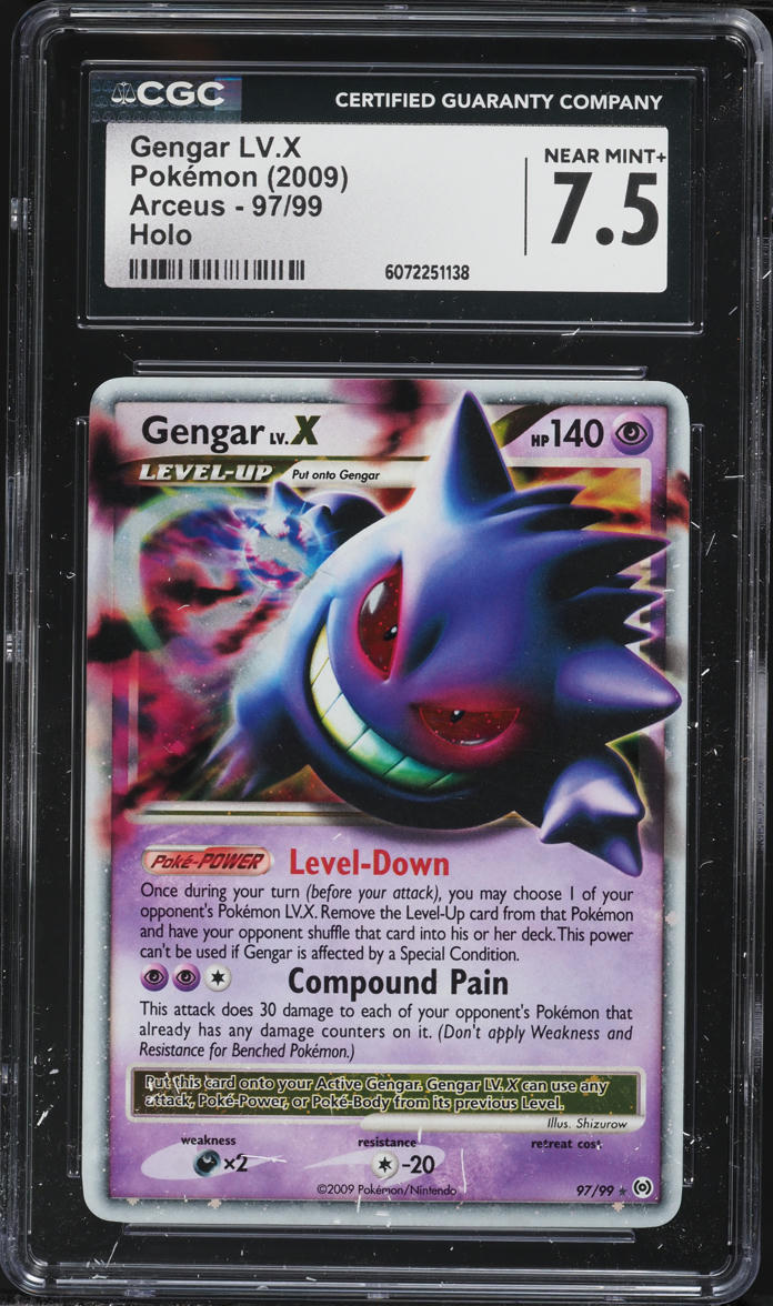 2009 Pokemon Platinum Arceus Holo Gengar LV.X #97 CGC 7.5 NRMT+ on