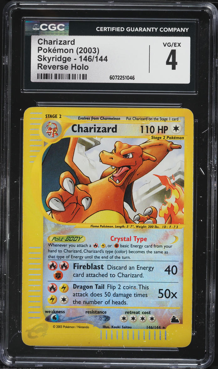 2003 Pokemon German Skyridge Reverse Holo Crystal Charizard #146 CGC 4 VGEX