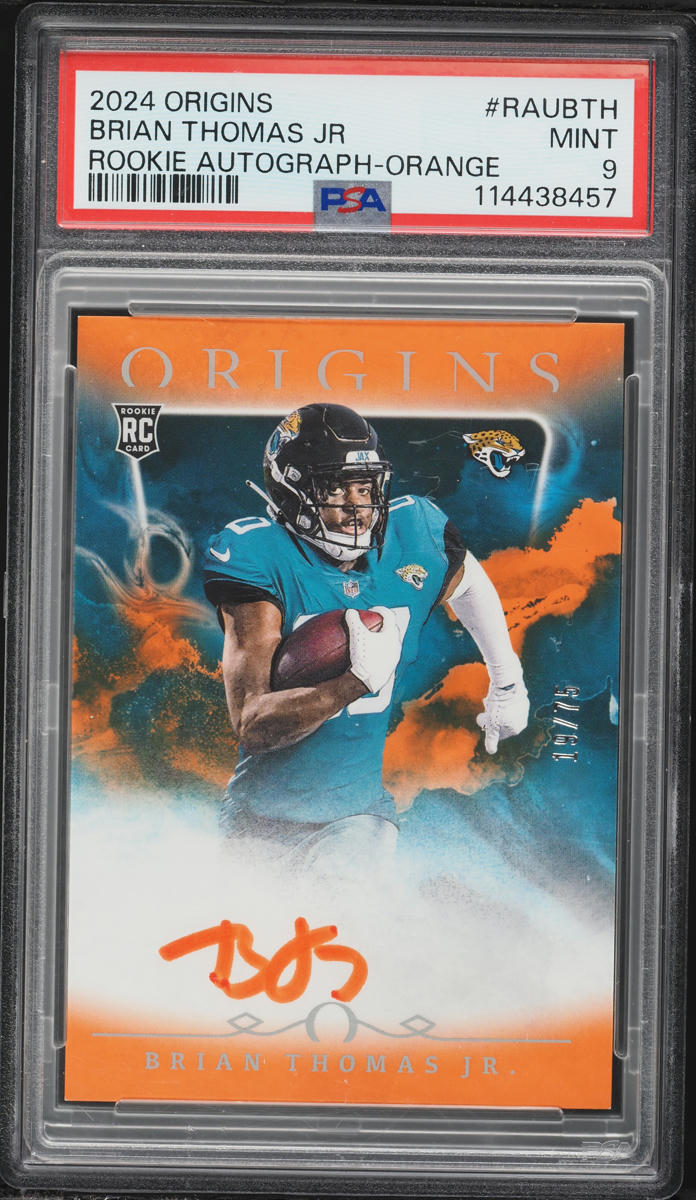 2024 Panini Origins Orange Brian Thomas Jr ROOKIE AUTO /75 #RAUBTH PSA 9 MINT