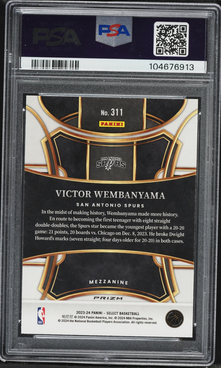 2023 Select Mezzanine Green Ice Victor Wembanyama ROOKIE #311 PSA 10 GEM MINT
