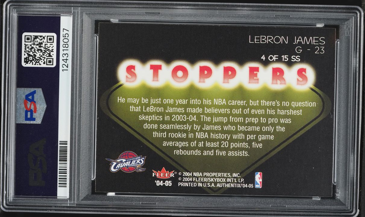 2004 Fleer Authentix Showstoppers LeBron James #4 PSA 8 NM-MT on