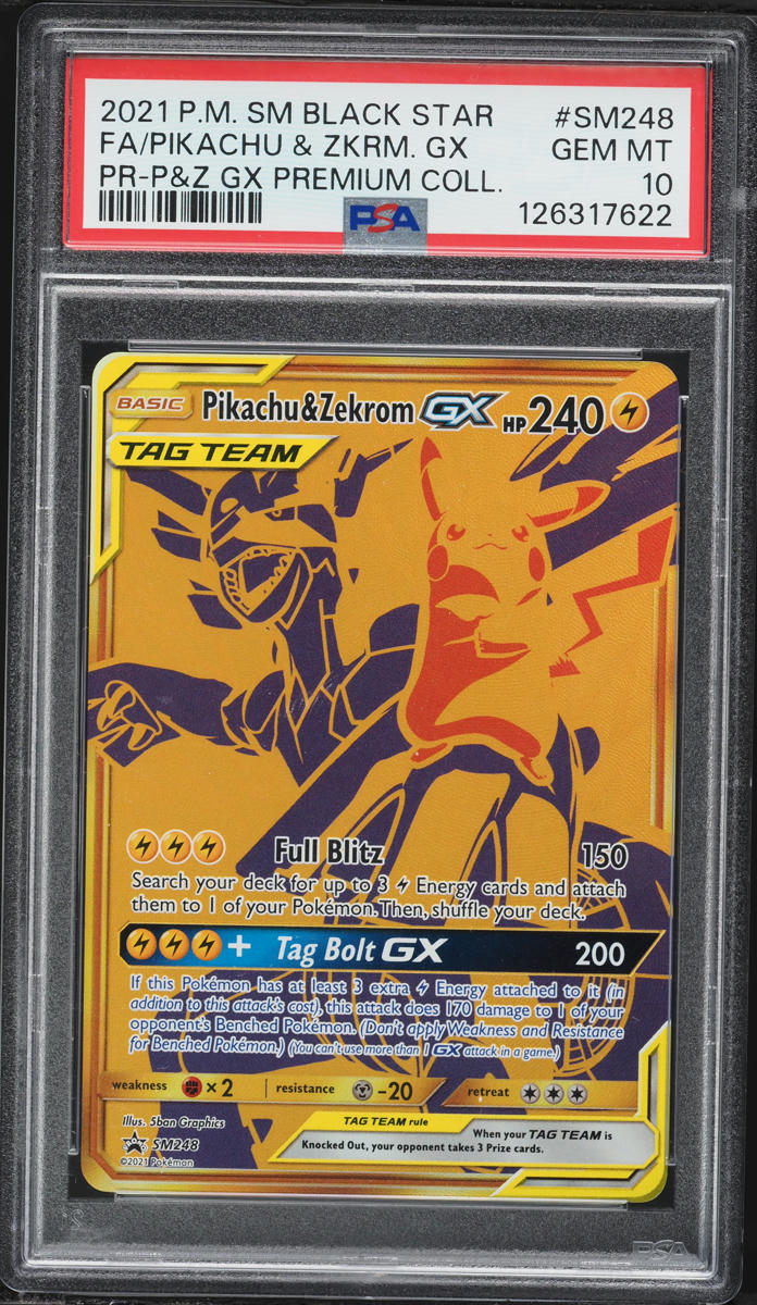 2021 Pokemon Sun & Moon Promo Premium Ful Art Pikachu & Zekrom GX #SM248 PSA 10 GEM MINT