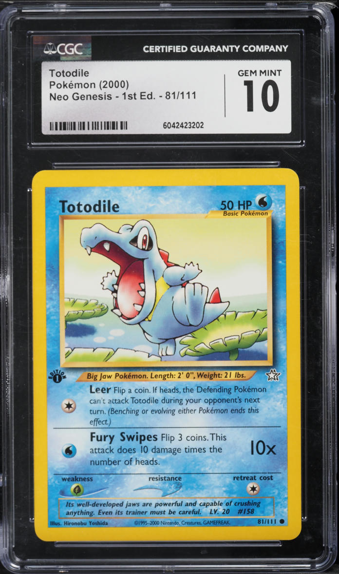 2000 Pokemon Neo Genesis 1st Edition Totodile #81 CGC 10 GEM MINT