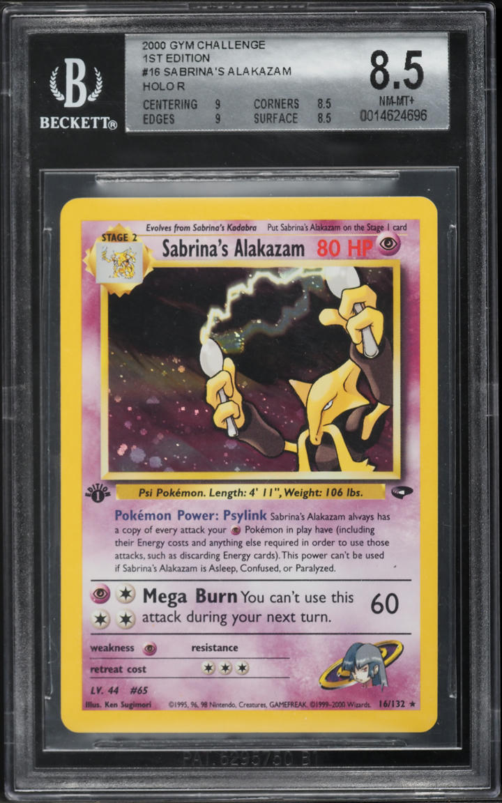 2000 Pokemon Gym Challenge 1st Edition Holo Sabrina's Alakazam BGS