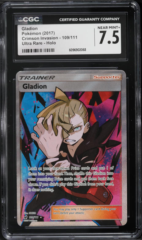 2017 Pokemon Sun & Moon Crimson Invasion Full Art Gladion #109 CGC 7.5 NRMT+