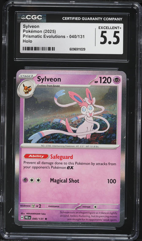 2025 Pokemon Scarlet & Violet Prismatic Evolutions Holo Sylveon #40 CGC 5.5 EX+