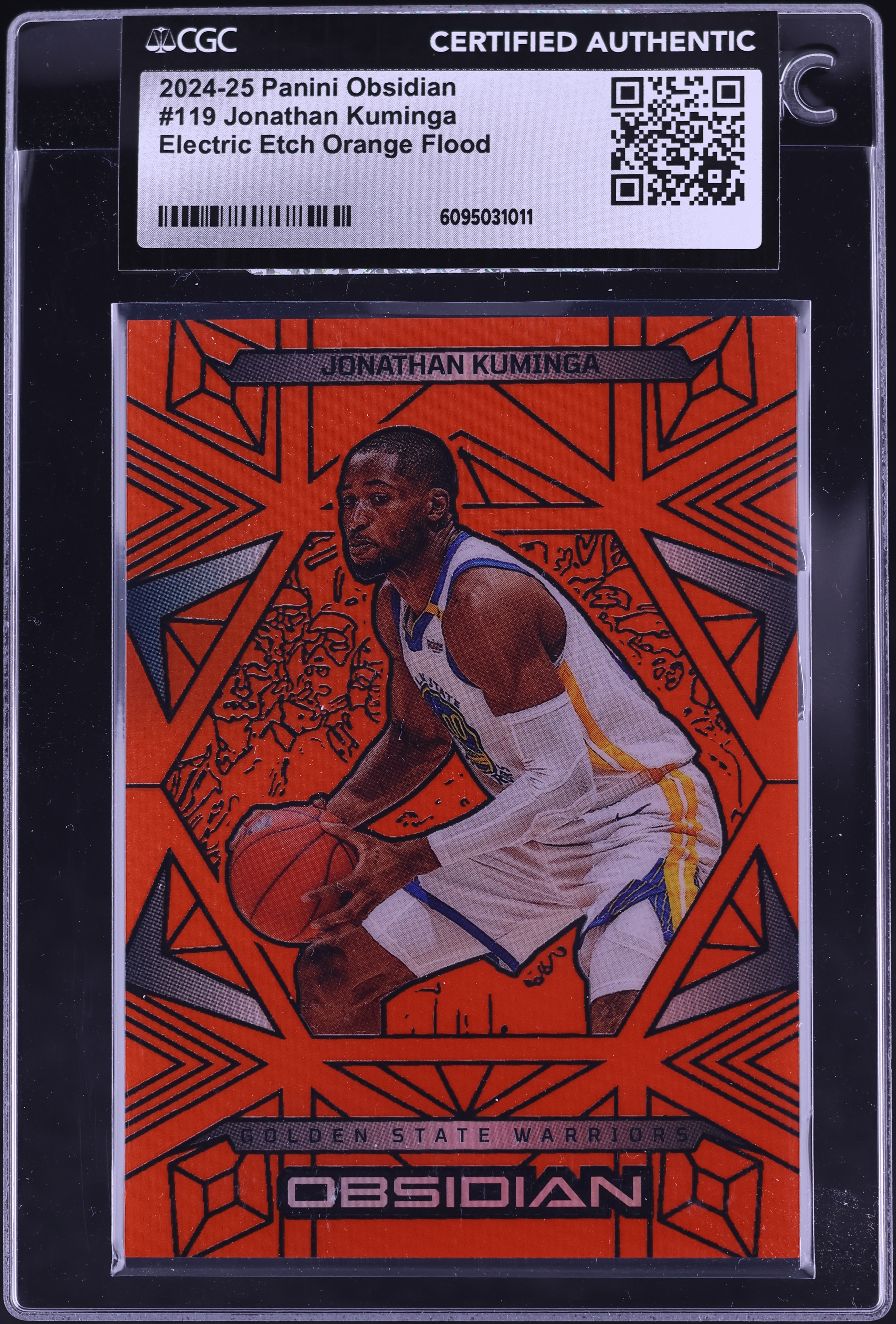 2024 Panini Obsidian Basketball Electric Etch Orange Flood Jonathan Kuminga #119 CGC AUTH