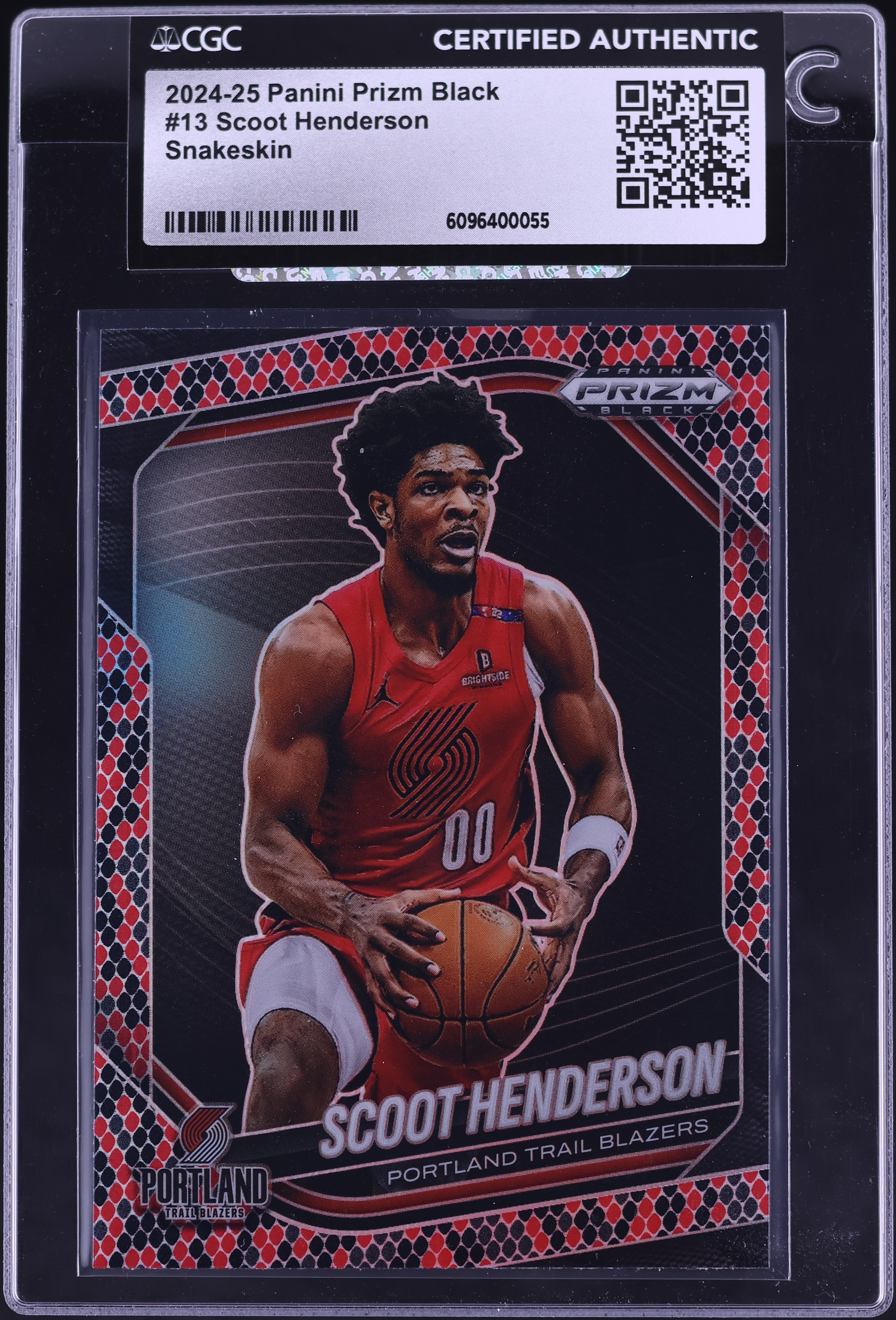 2024 Panini Prizm Black Snakeskin Scoot Henderson #13 CGC AUTH on