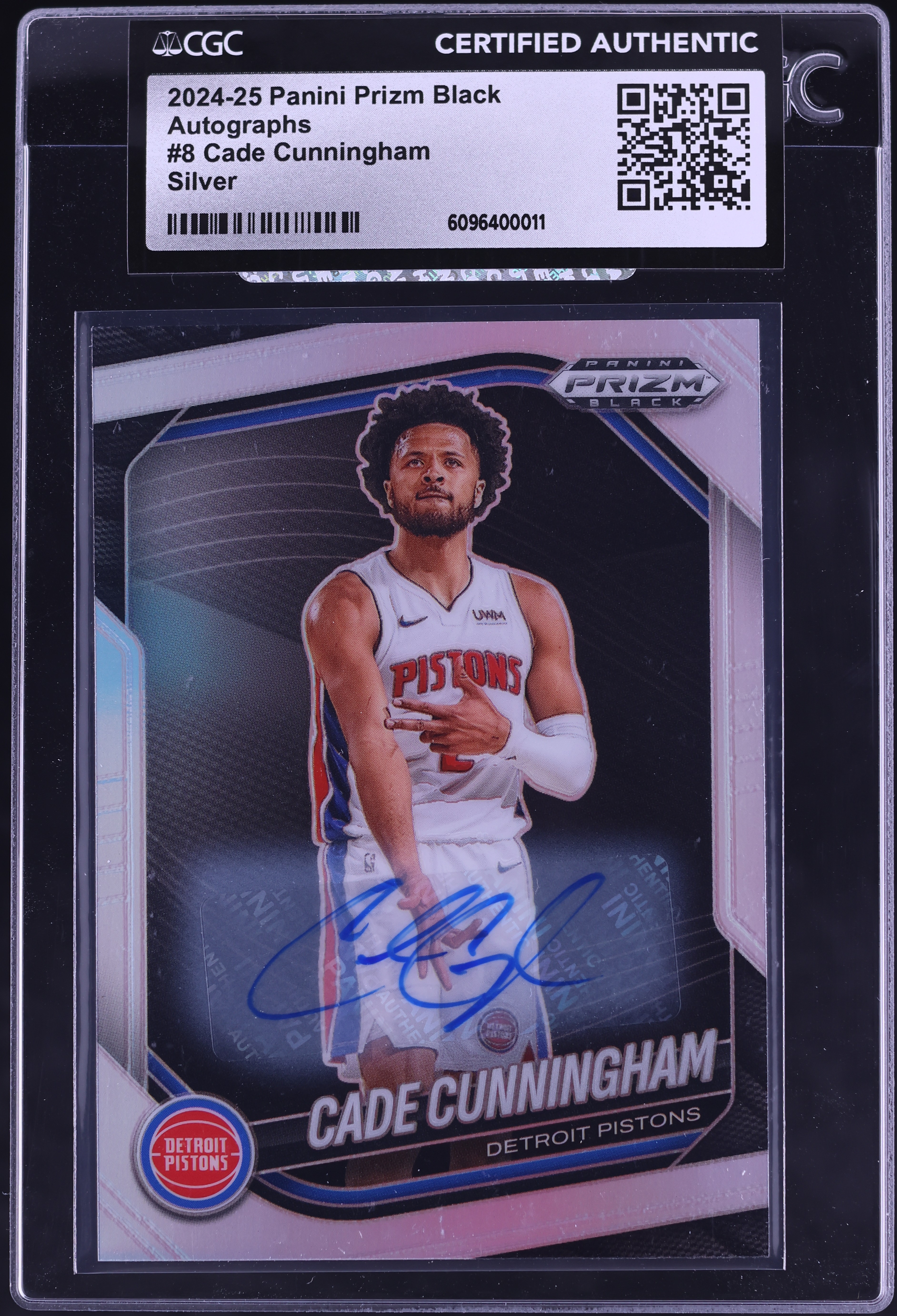2024 Panini Prizm Black Silver Cade Cunningham AUTO #8 CGC AUTH on 