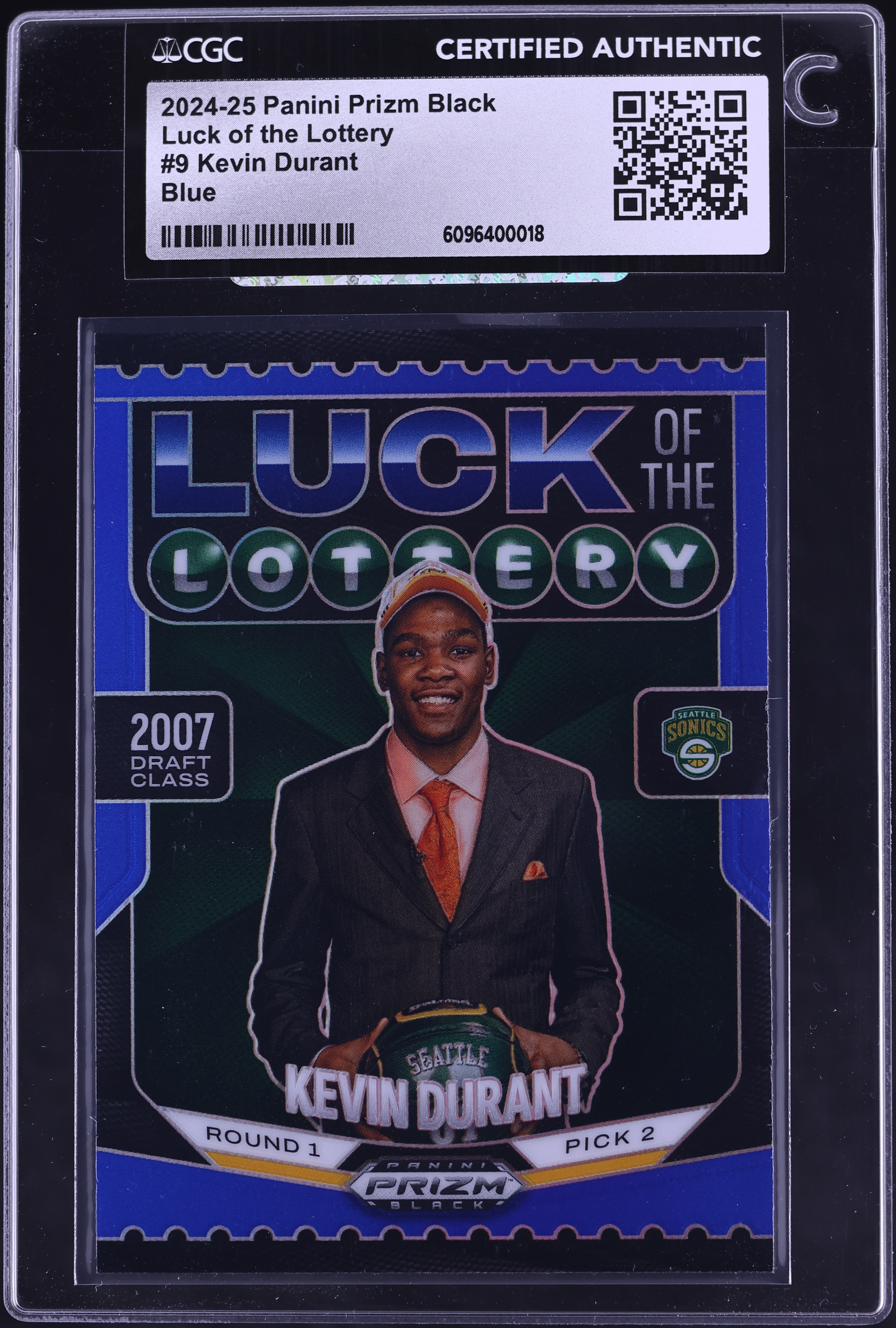 2024-25 Panini Prizm Black Luck Of The Lottery Blue Kevin Durant