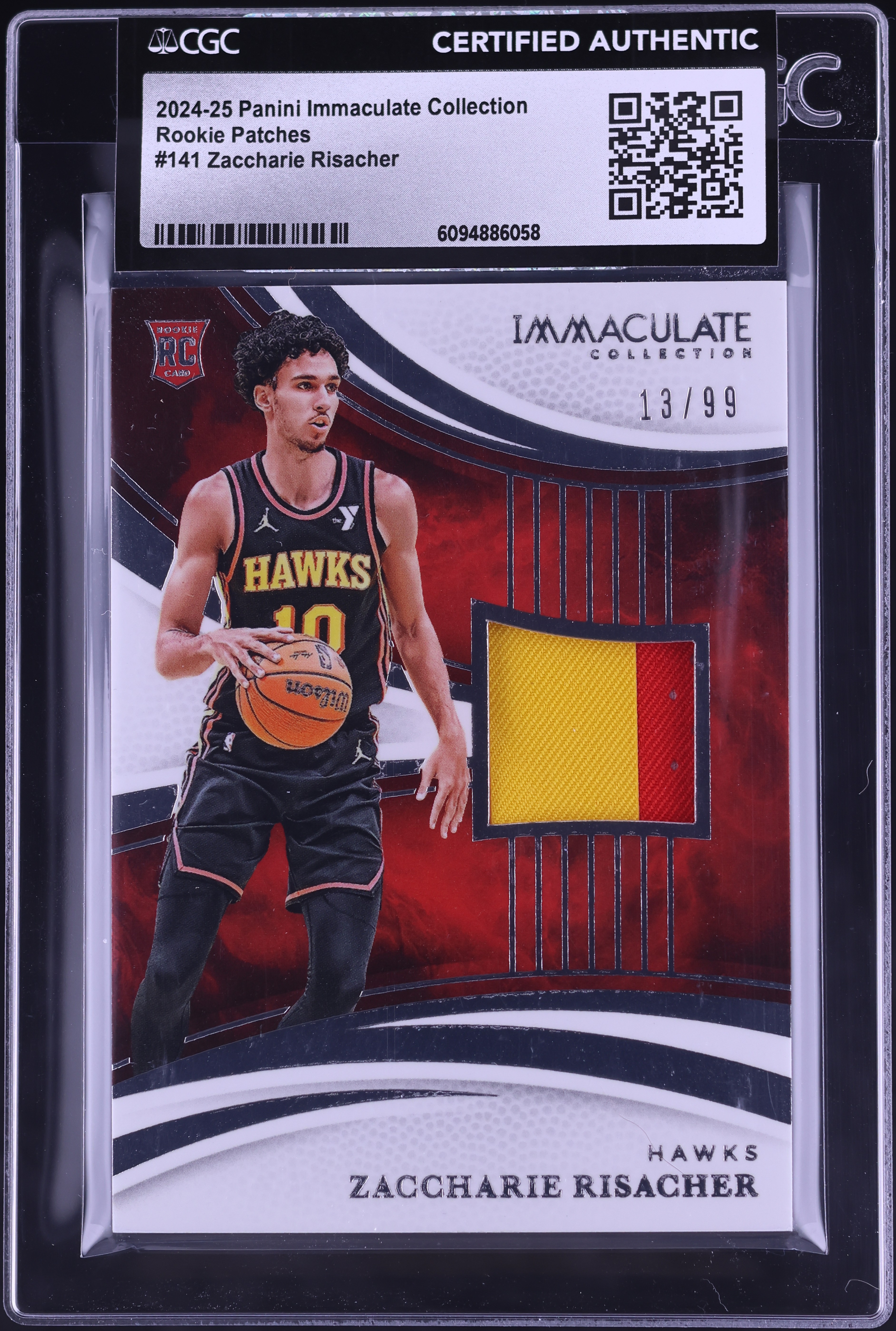 2024 Immaculate Collection Zaccharie Risacher ROOKIE PATCH /99 