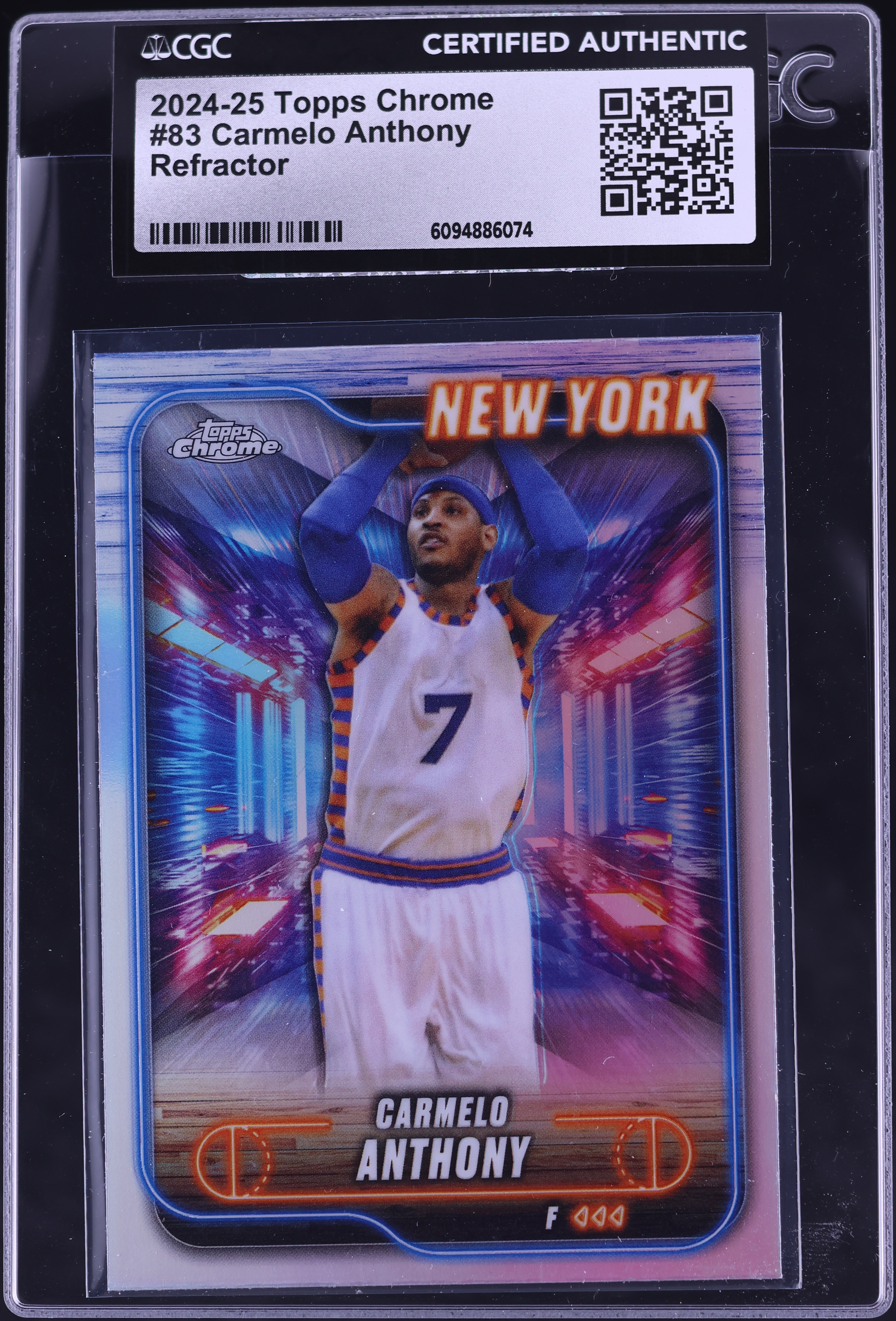 2024 Topps Chrome Refractor Carmelo Anthony #83 CGC AUTH on