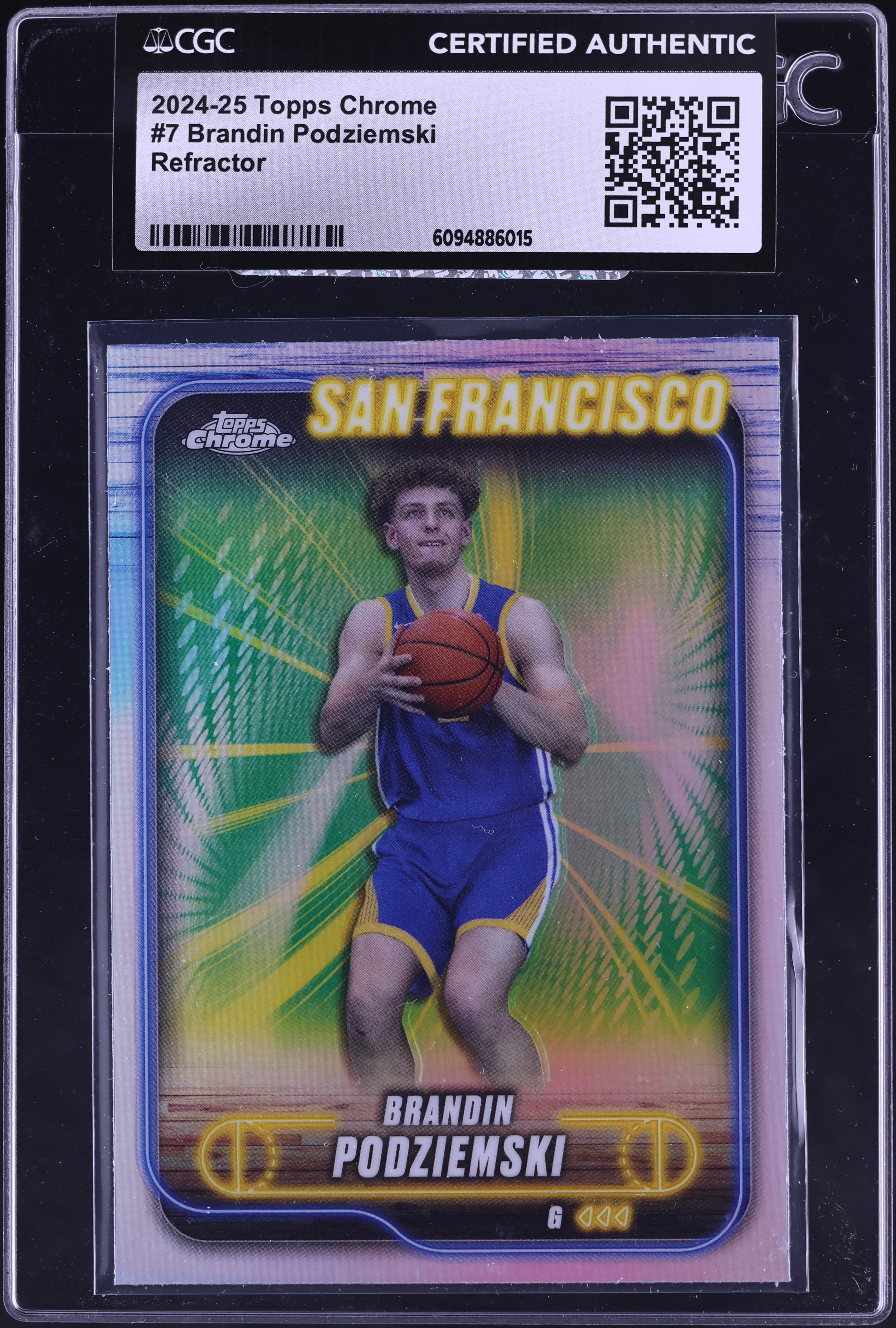 2024 Topps Chrome Refractor Brandin Podziemski #7 CGC AUTH on