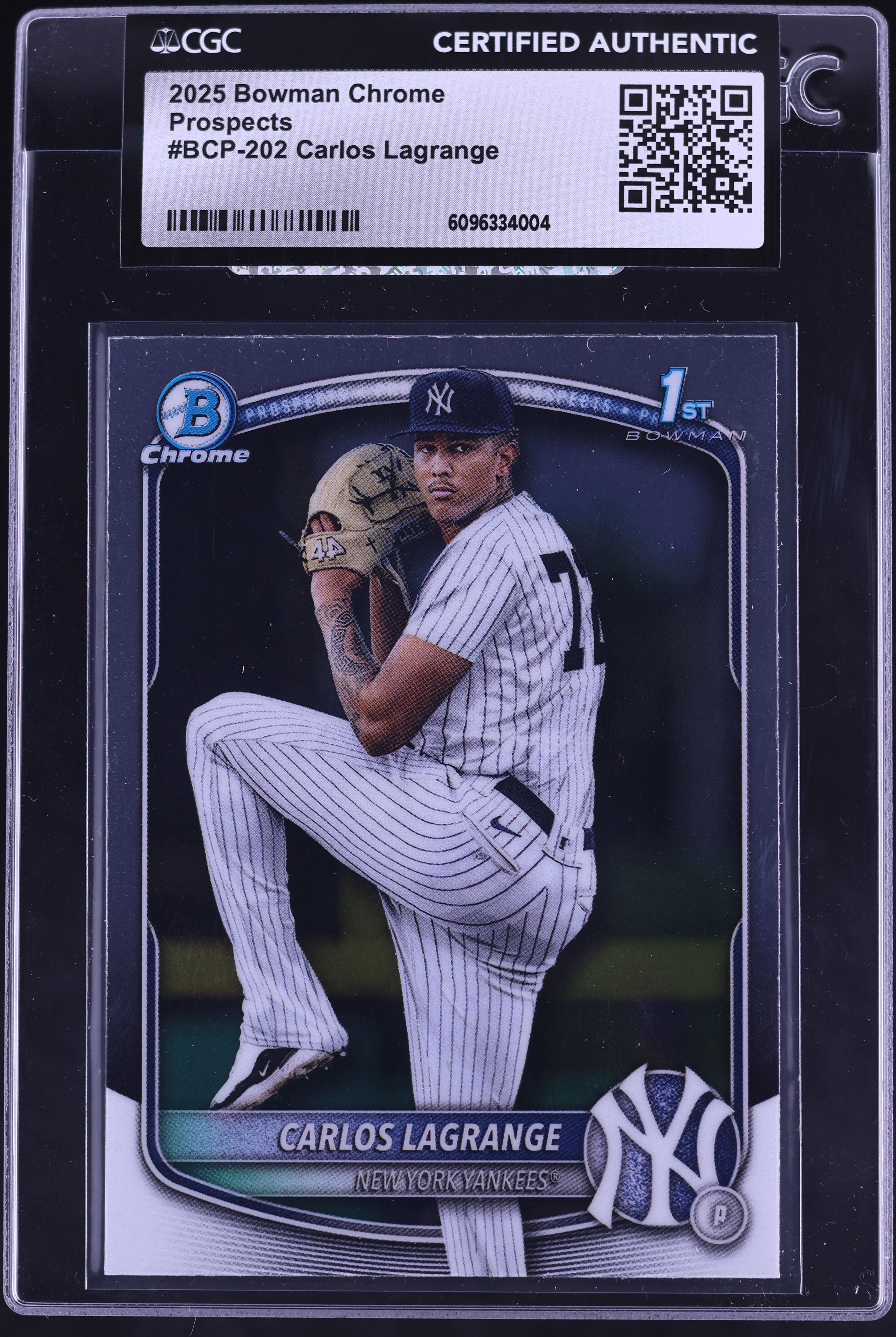 2025 Bowman Chrome Carlos Lagrange PROSPECT #BCP-202 CGC AUTH on 
