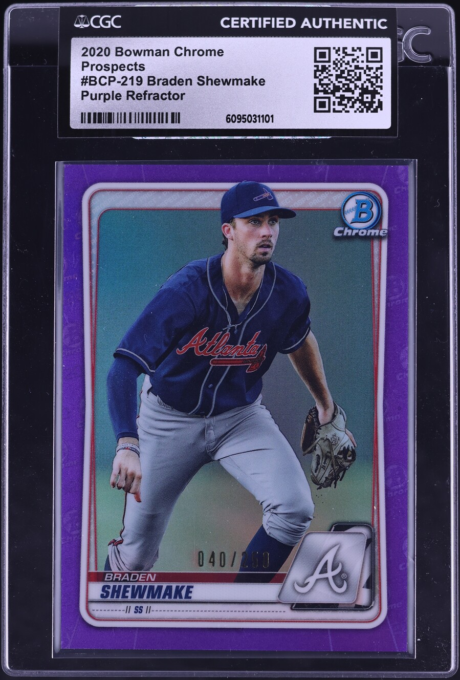 2020 Bowman Chrome Purple Refractor Braden Shewmake PROSPECT /250