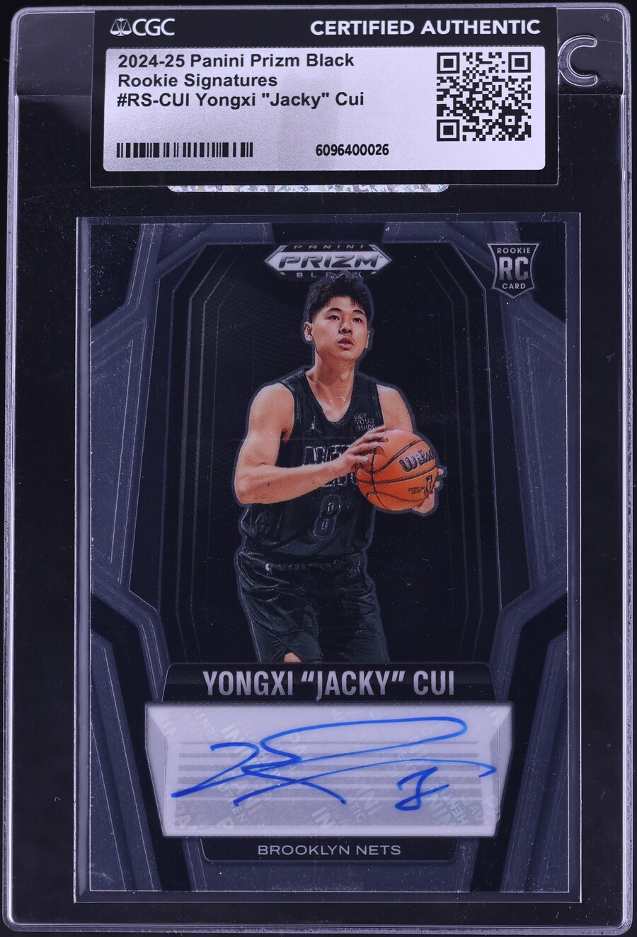 Yongxi "Jacky" Cui #RS-CUI 2024-25 Panini Prizm Black Basketball Rookie Signatures