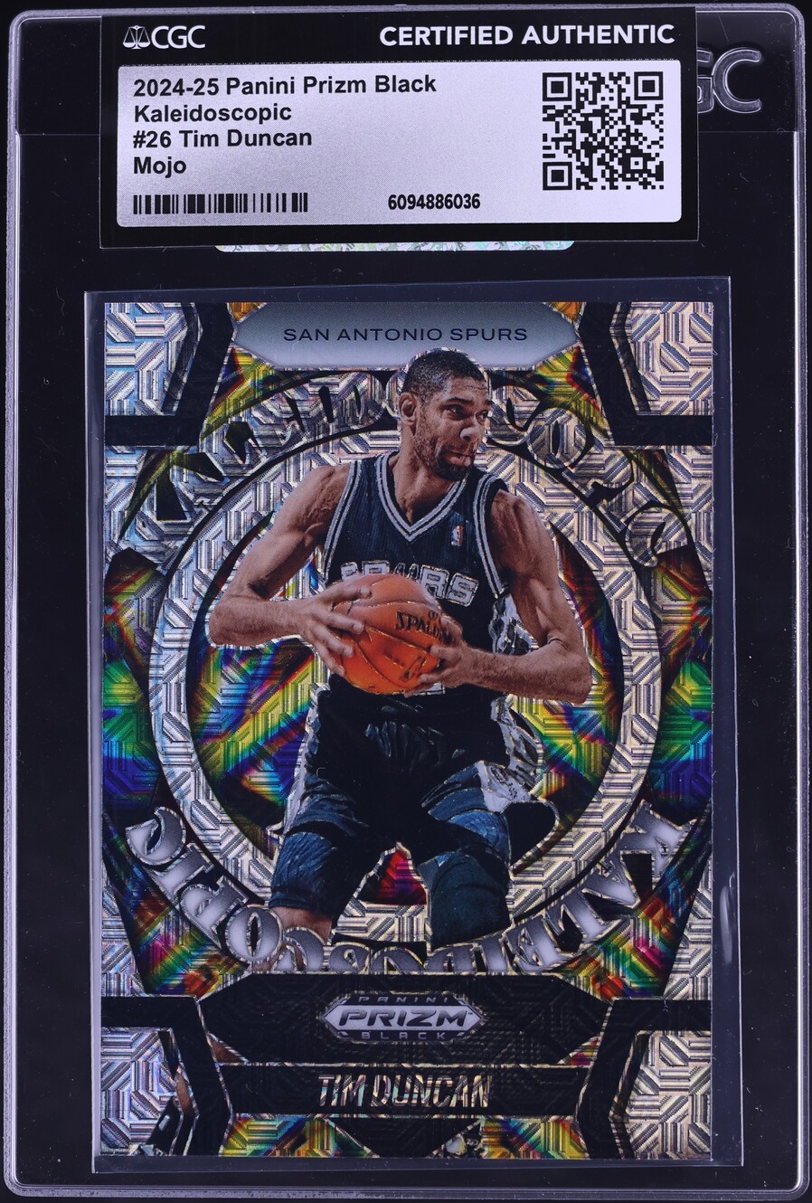 2024 Panini Prizm Black Kaleidoscopic Mojo Tim Duncan /25 #26 CGC