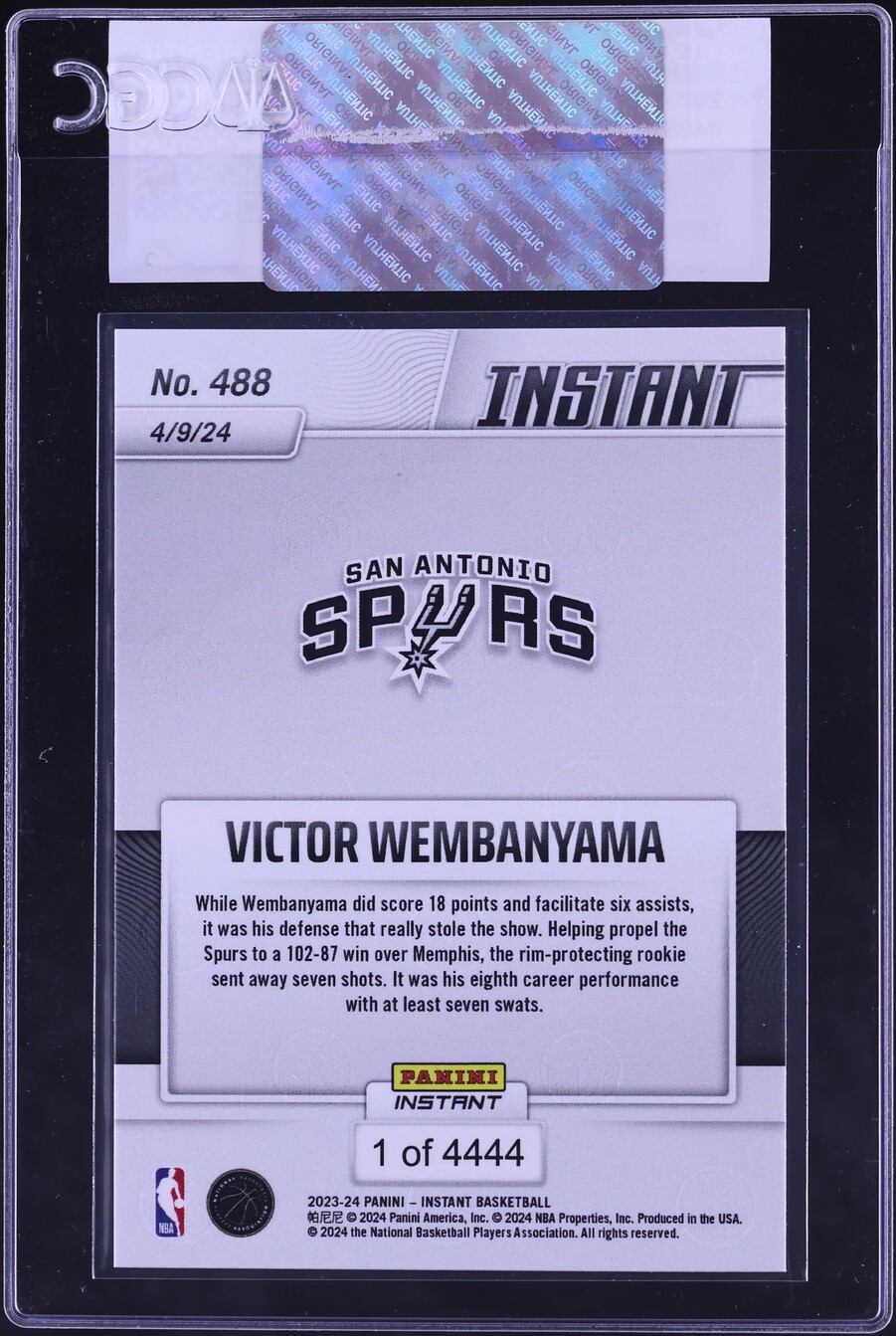 2023 Panini Instant Victor Wembanyama ROOKIE /4444 #488 CGC AUTH