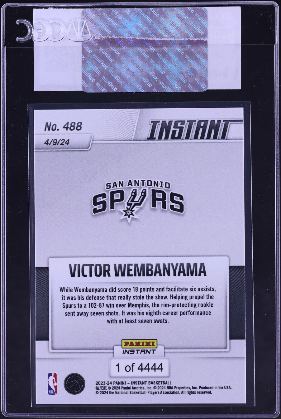 2023 Panini Instant Victor Wembanyama ROOKIE #488 CGC AUTH