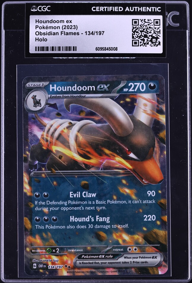 2023 Pokemon Scarlet & Violet Obsidian Flames Holo Houndoom ex #134 CGC AUTH