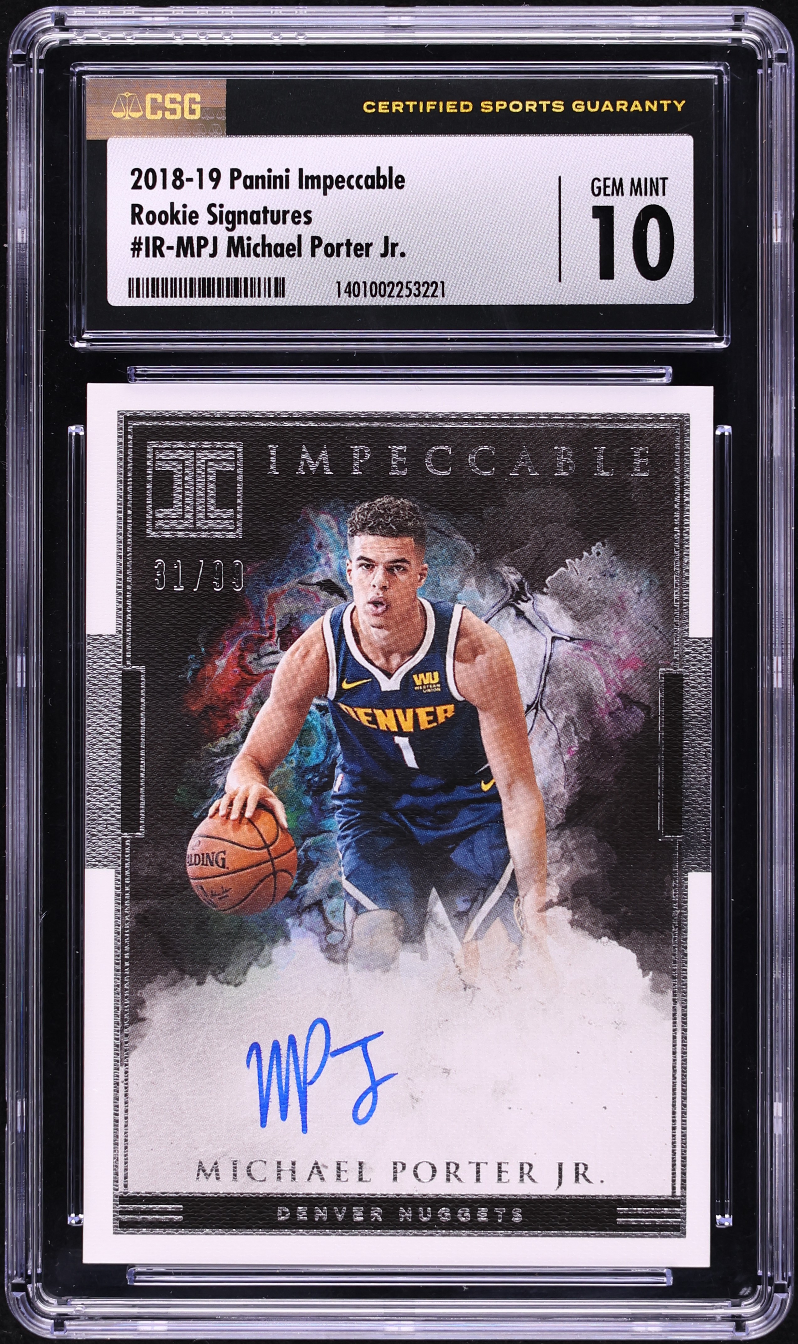 PSAサインルーキーMICHAEL PORTER JR RC HOLO AUTO 2019 Panini National Silver Pack MICHAEL PORTER JR RC Rookies