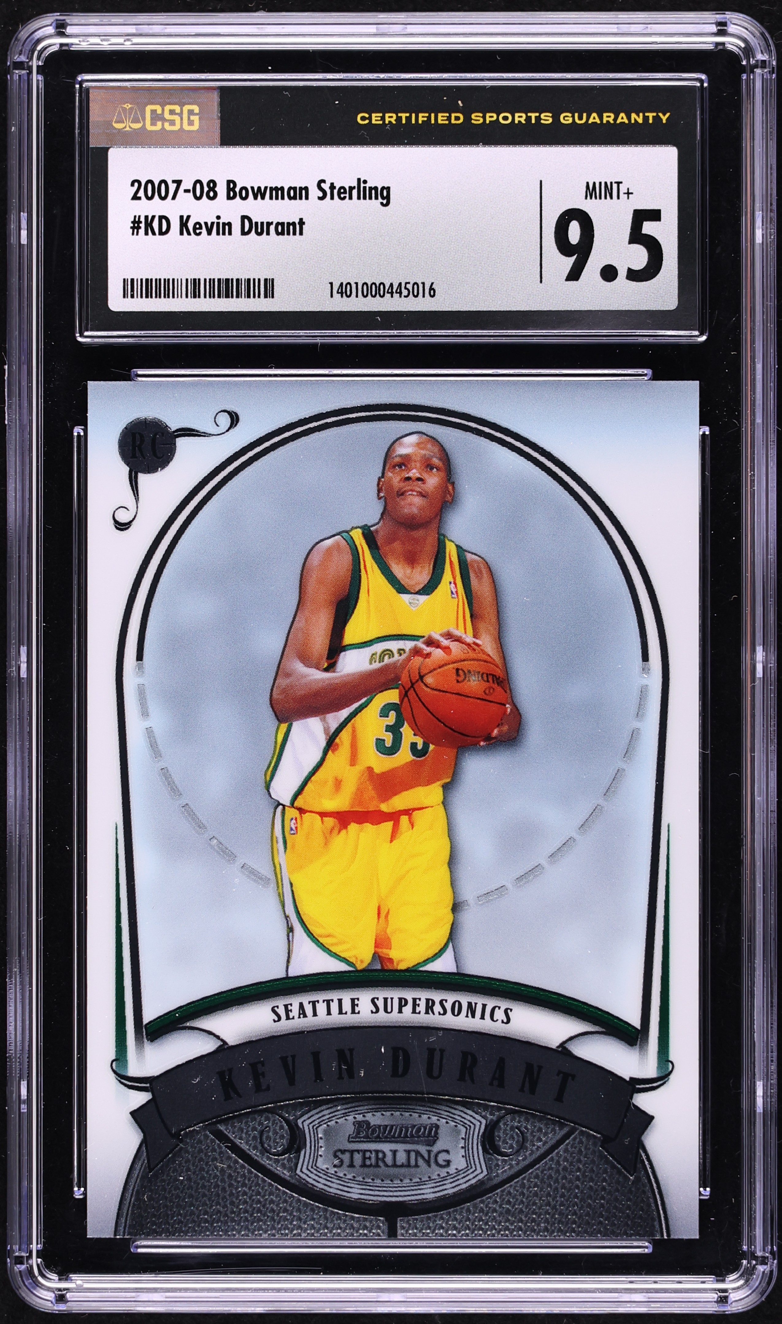2007 Bowman Sterling Kevin Durant #KD CSG 9.5 MINT+ on Fanatics