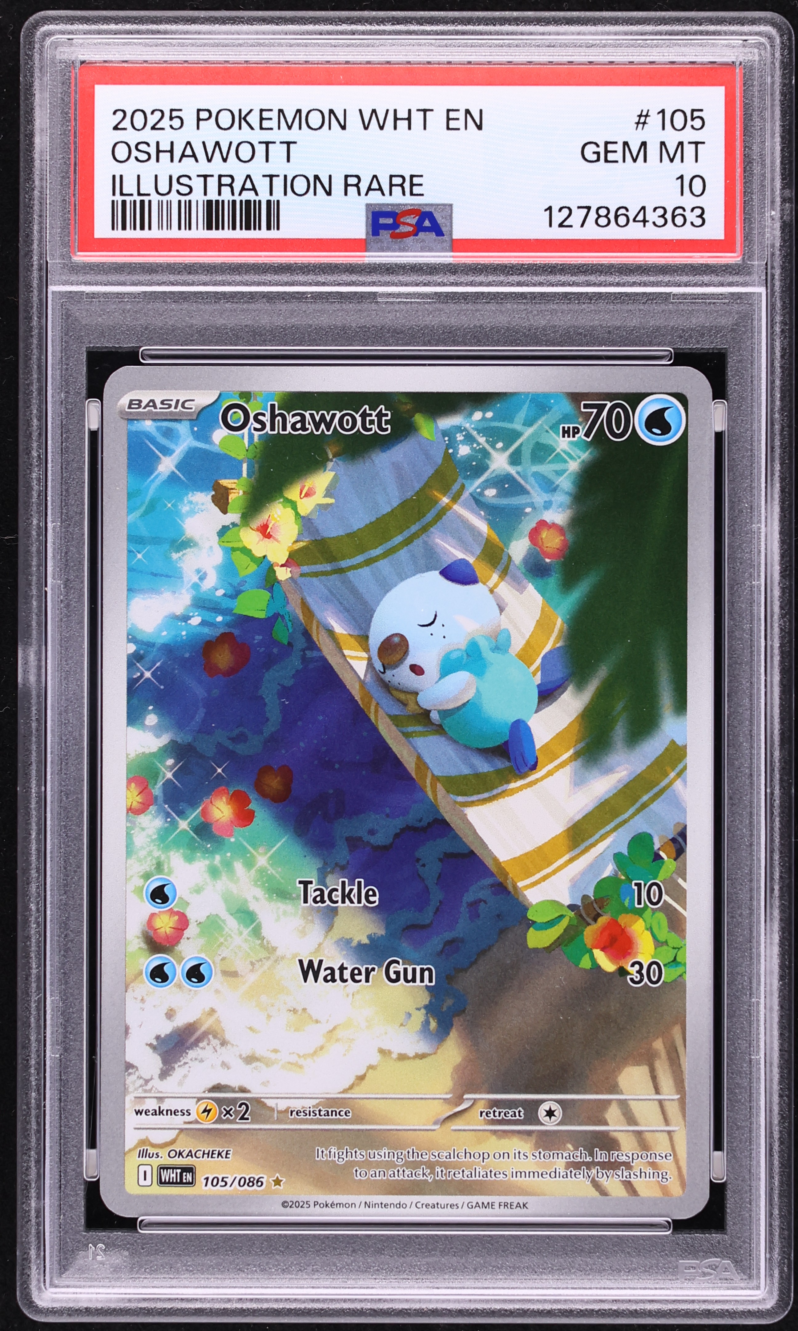 2025 Pokemon Scarlet & Violet White Flare IR Oshawott #105 PSA 10