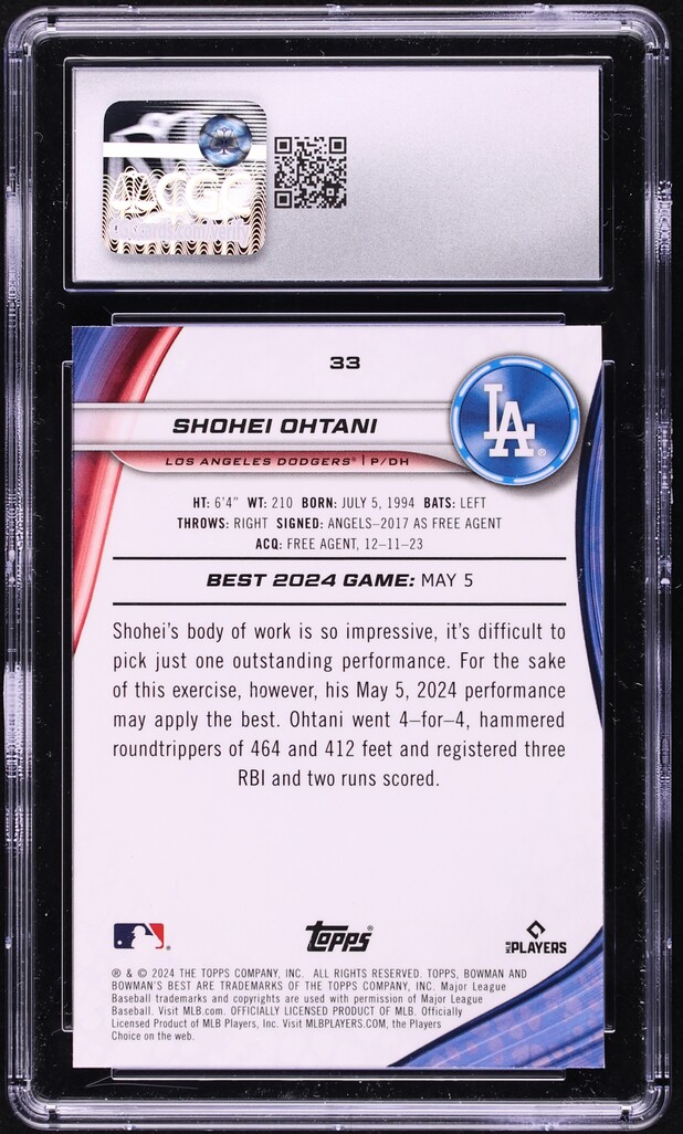 2024 Bowman's Best Green Mini-Diamond Refractor Shohei Ohtani /99 #33 CGC 10 GEM MINT
