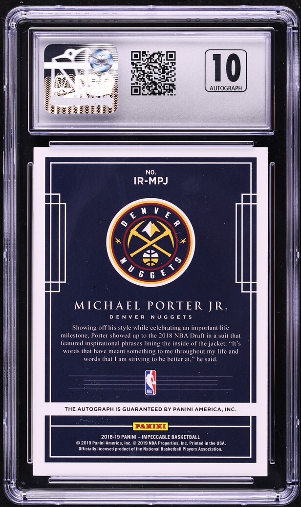 2018 Panini Impeccable Michael Porter Jr. ROOKIE AUTO 1/99 #IR-MPJ