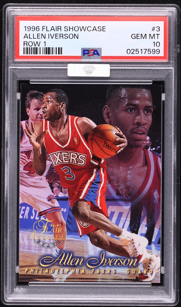 1996 Flair Showcase Row 1 Allen Iverson ROOKIE #3 MBA PSA 10 GEM